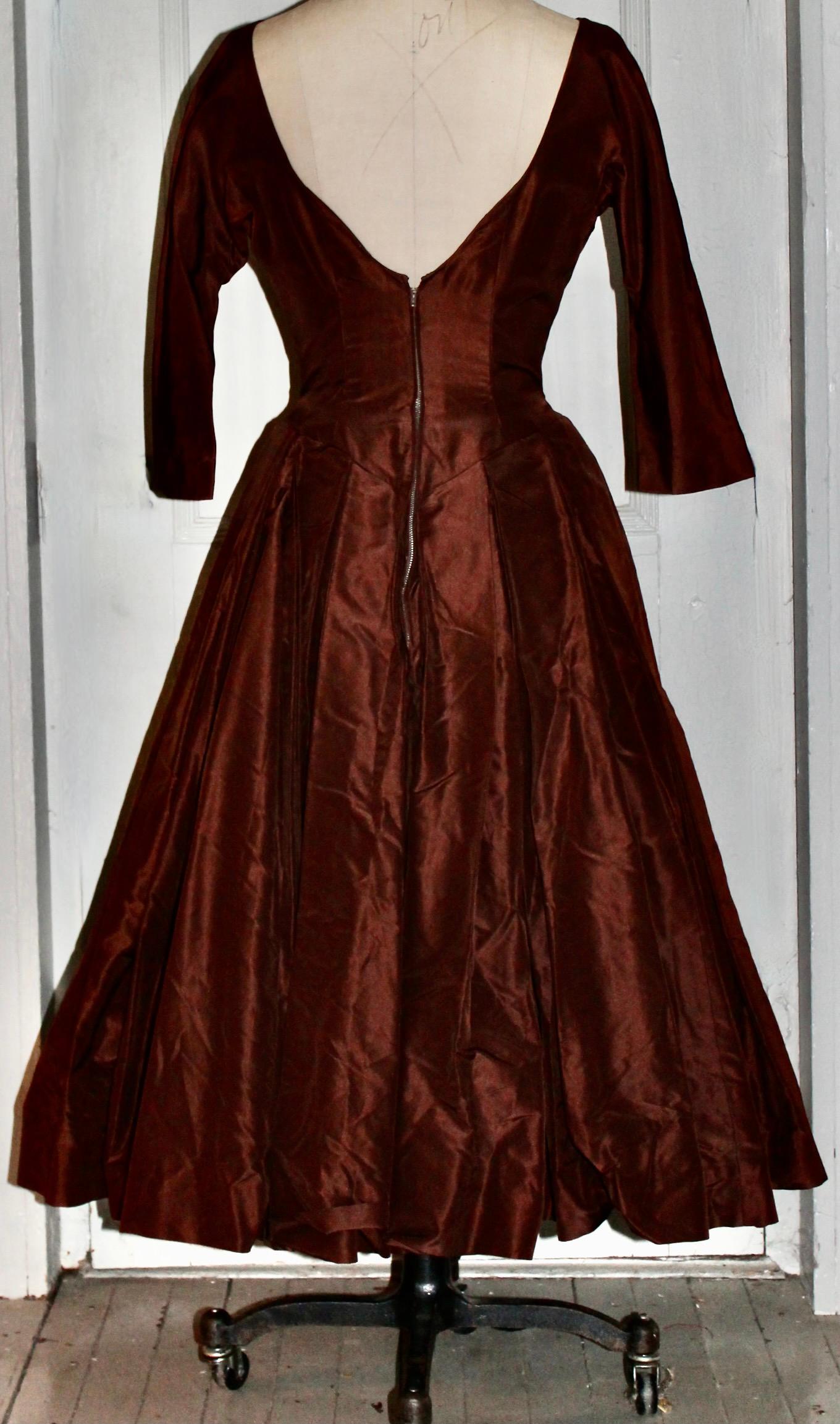 1950's Original by Rudolf Silk Taffeta Cocktail Dress For Sale 1
