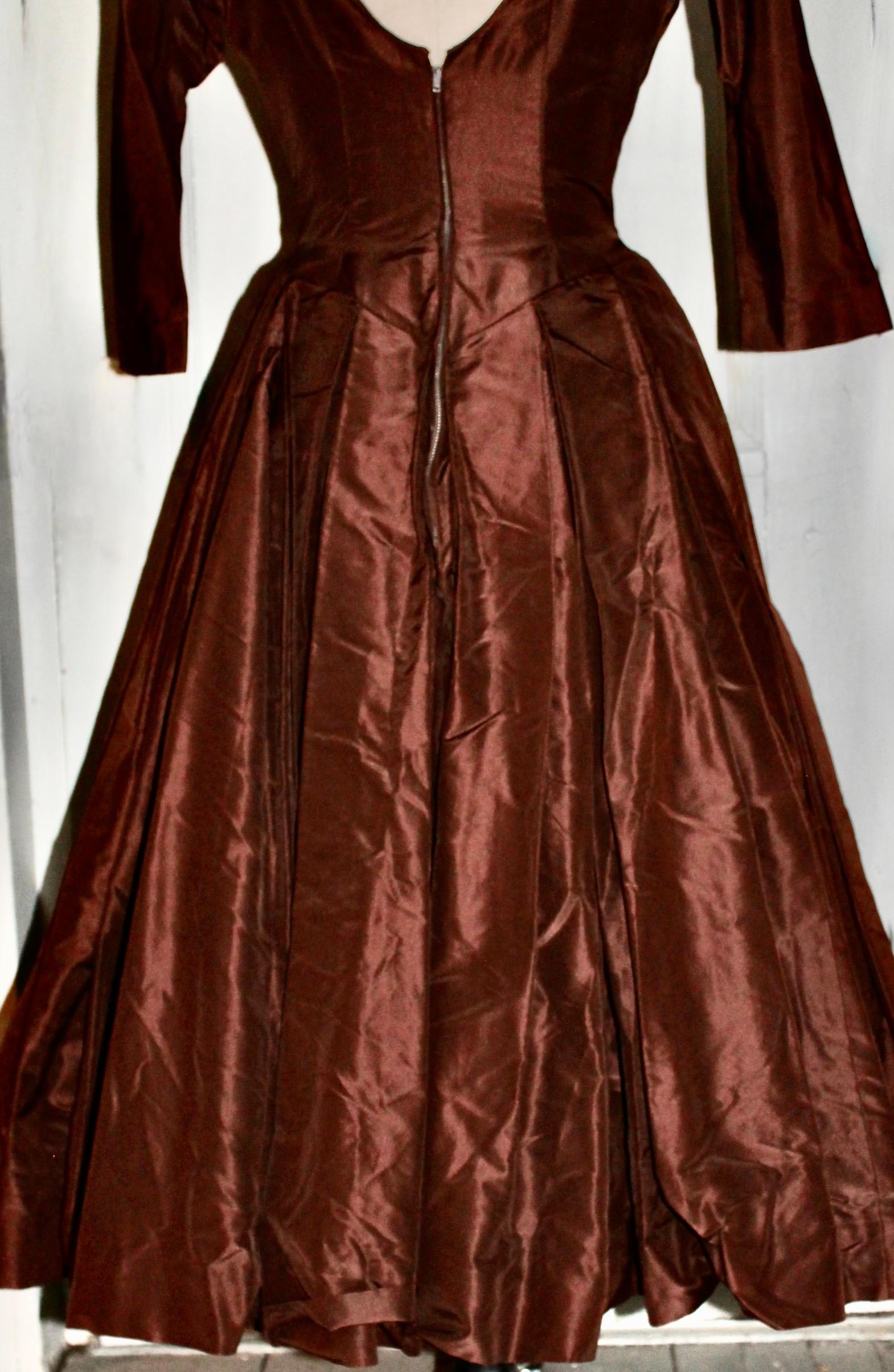 1950's Original by Rudolf Silk Taffeta Cocktail Dress For Sale 2