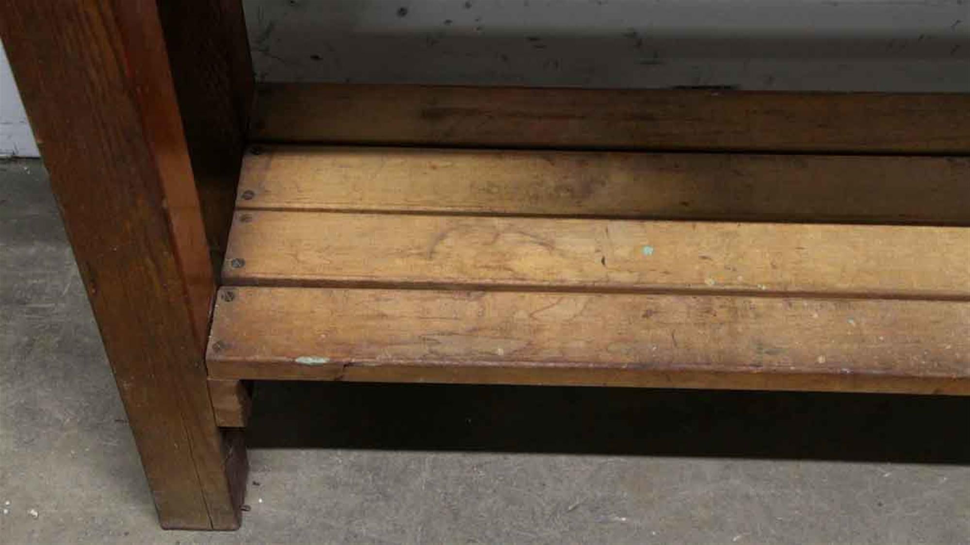 1950s Original Distressed Wood Work Bench with Drawer and Lower Shelf In Good Condition In New York, NY