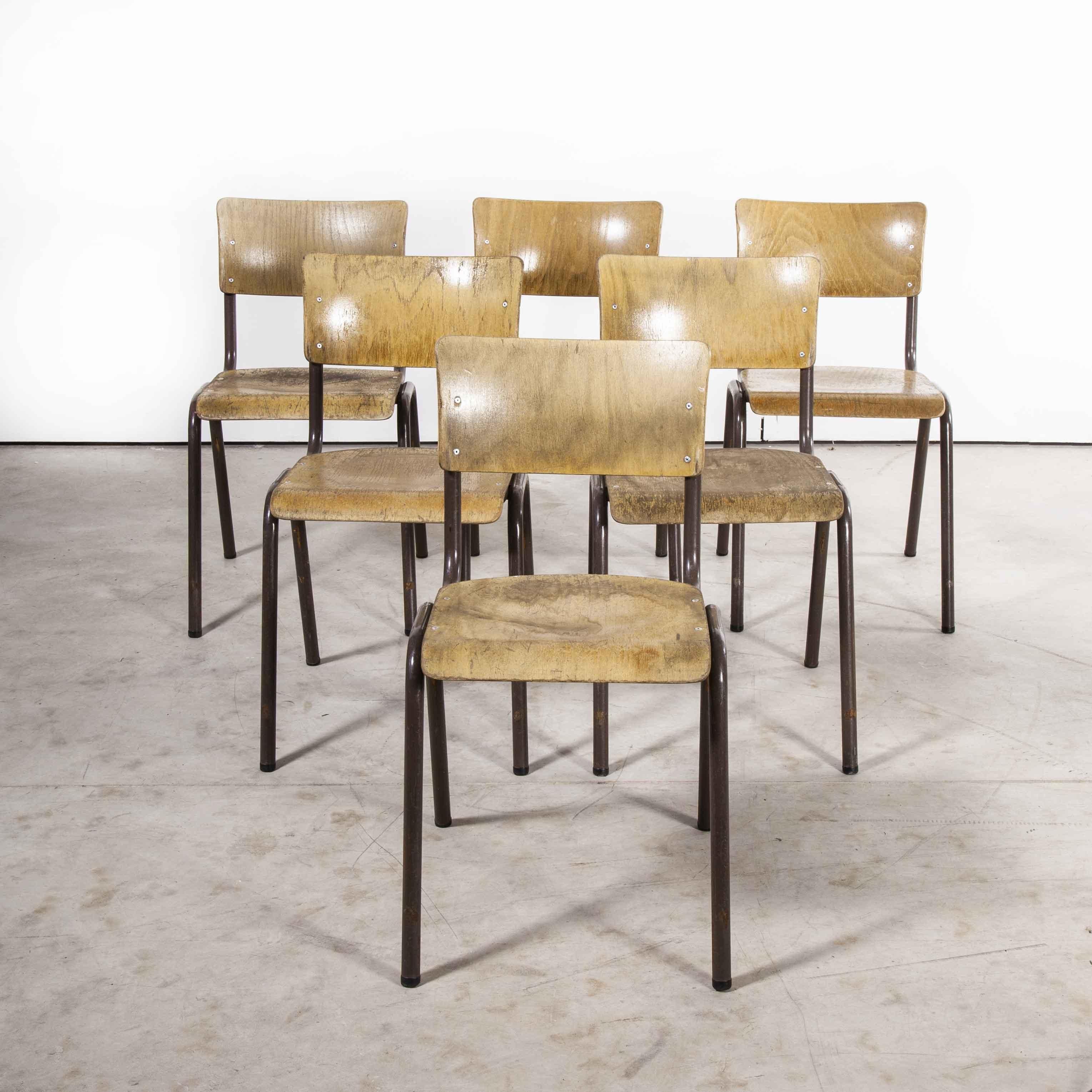 1950's Original Elbe Stacking Metal Frame Dining Chairs, Set of Six 2