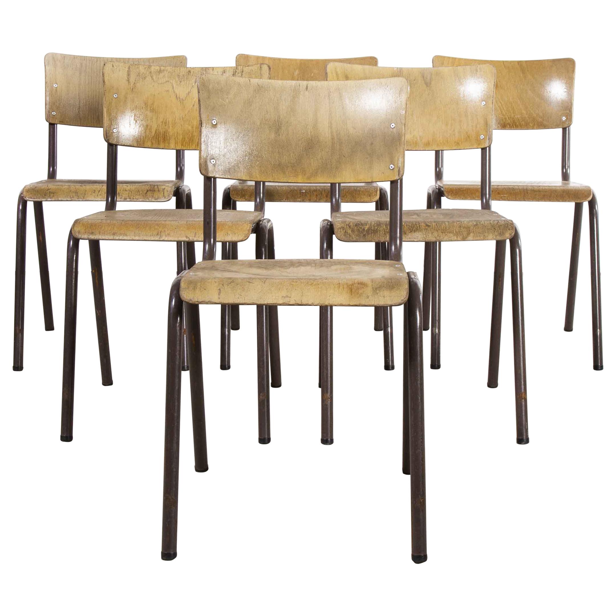 1950's Original Elbe Stacking Metal Frame Dining Chairs, Set of Six For