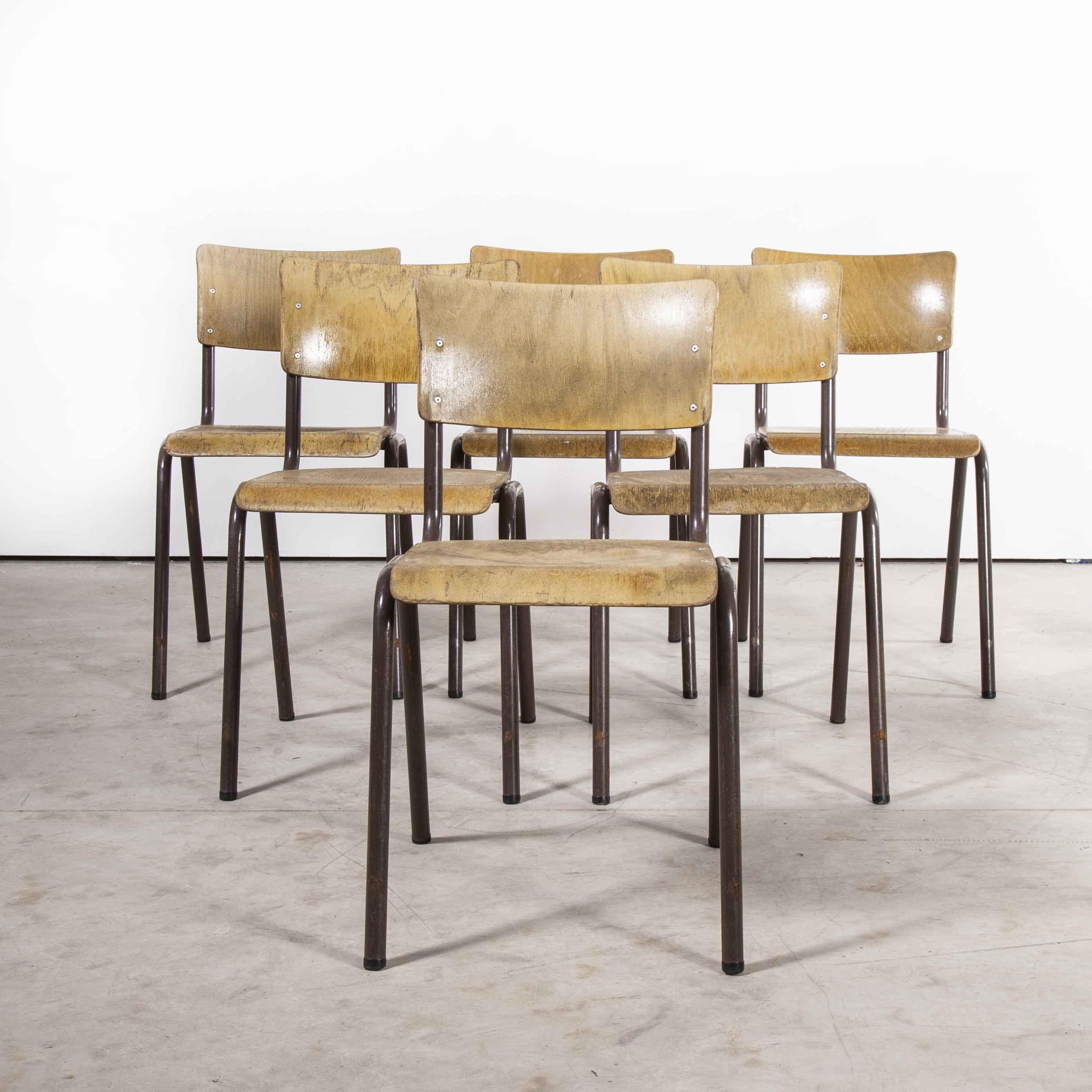 Beech 1950's Original Elbe Stacking Metal Frame Dining Chairs, Set of Ten For Sale