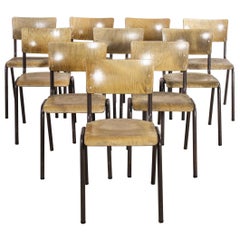 Juego de diez sillas de comedor apilables de estructura metálica Elbe, originales de los años 50