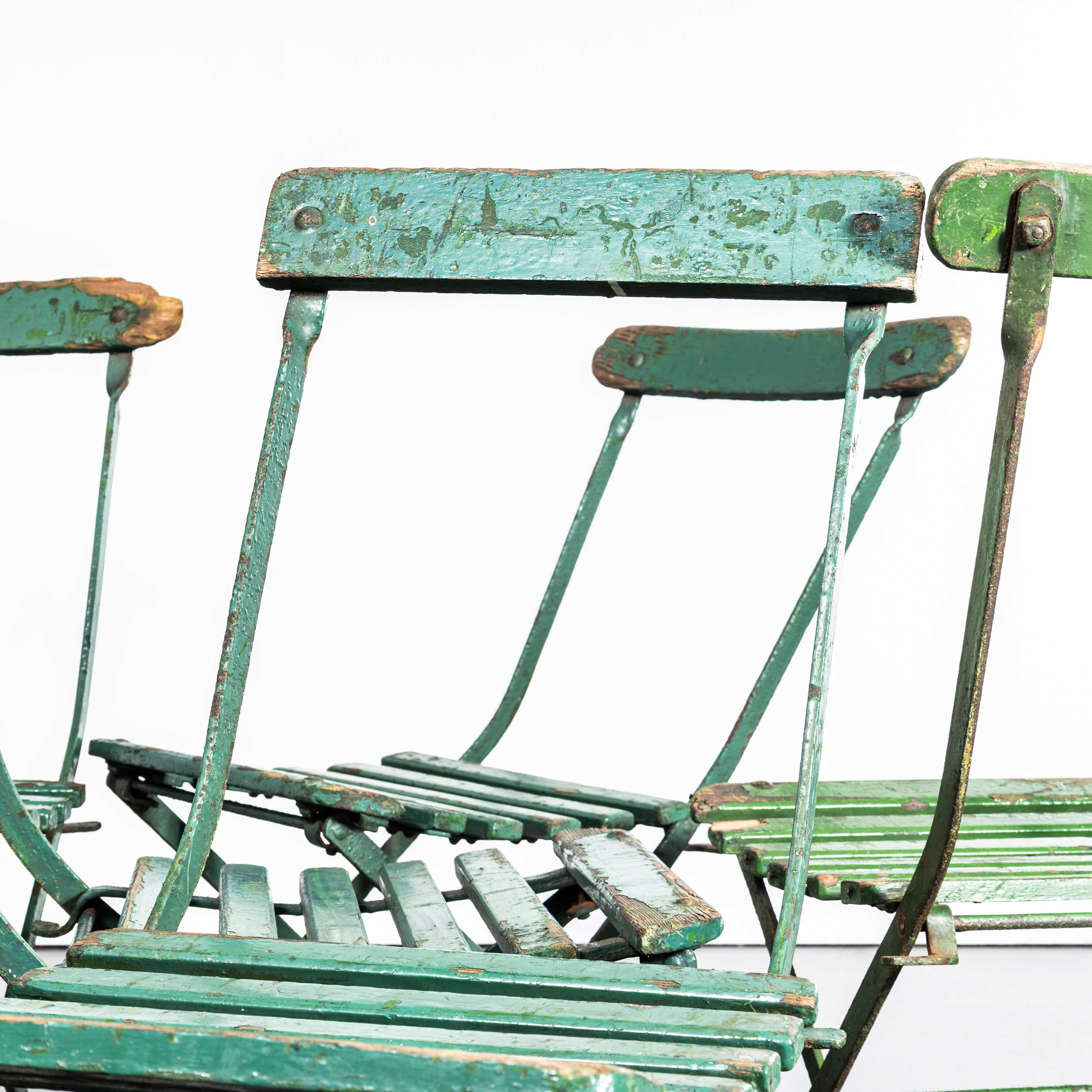 1950's Original English Pavilion Dark Green Folding Chairs For Sale 1