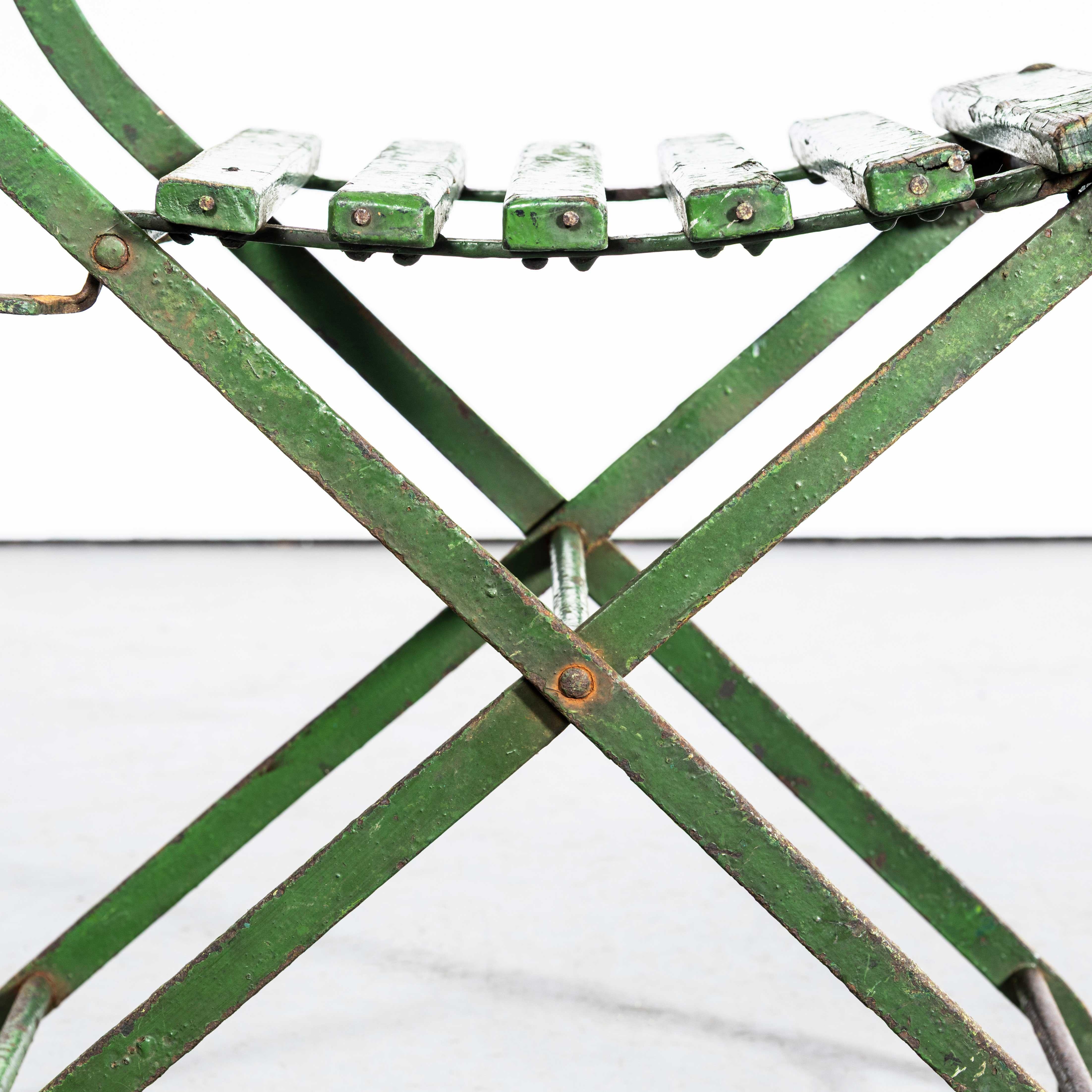 1950's Original English Pavilion Dark Green Folding Chairs For Sale 4