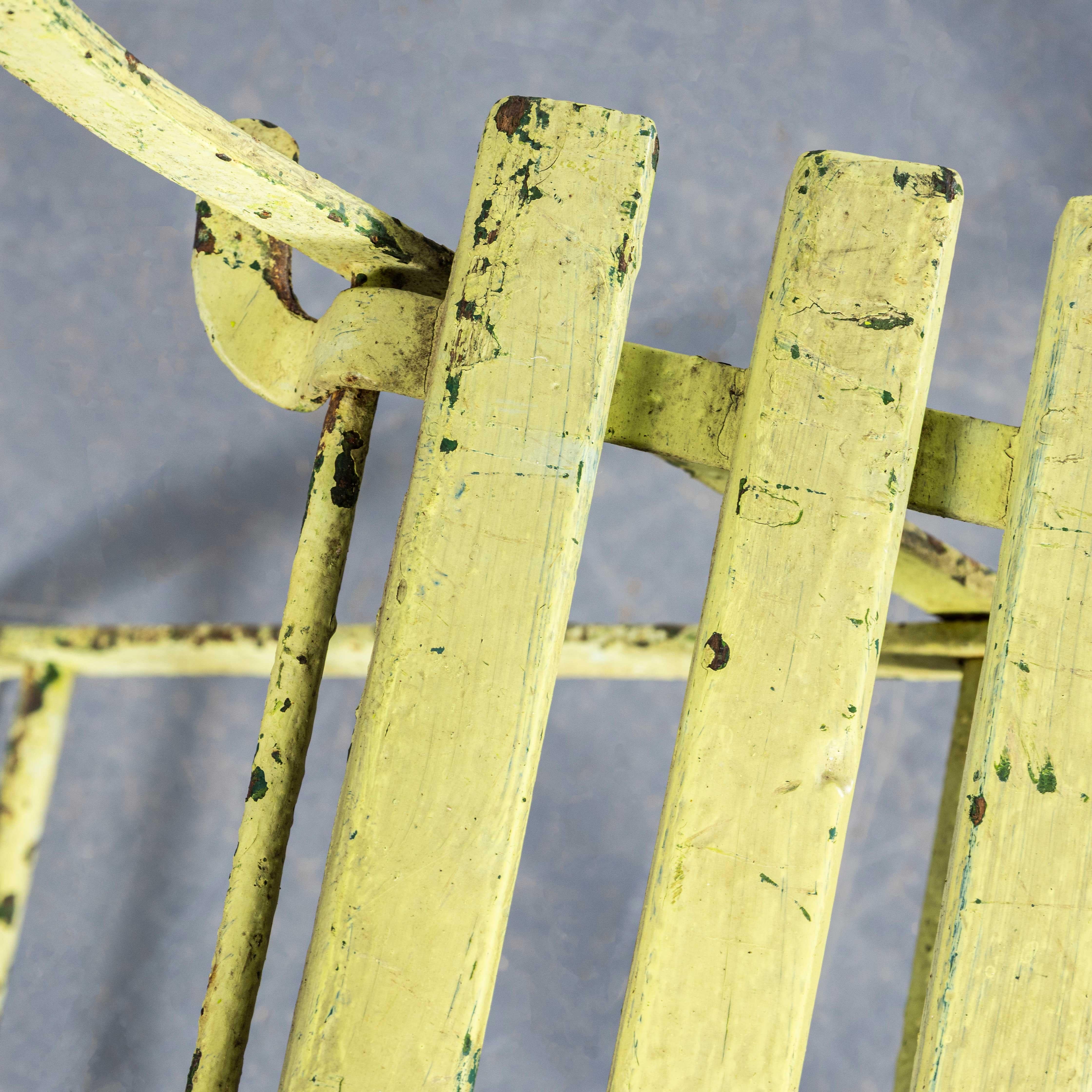 1950's Original English Pavilion Faded Green Folding Chairs For Sale 4