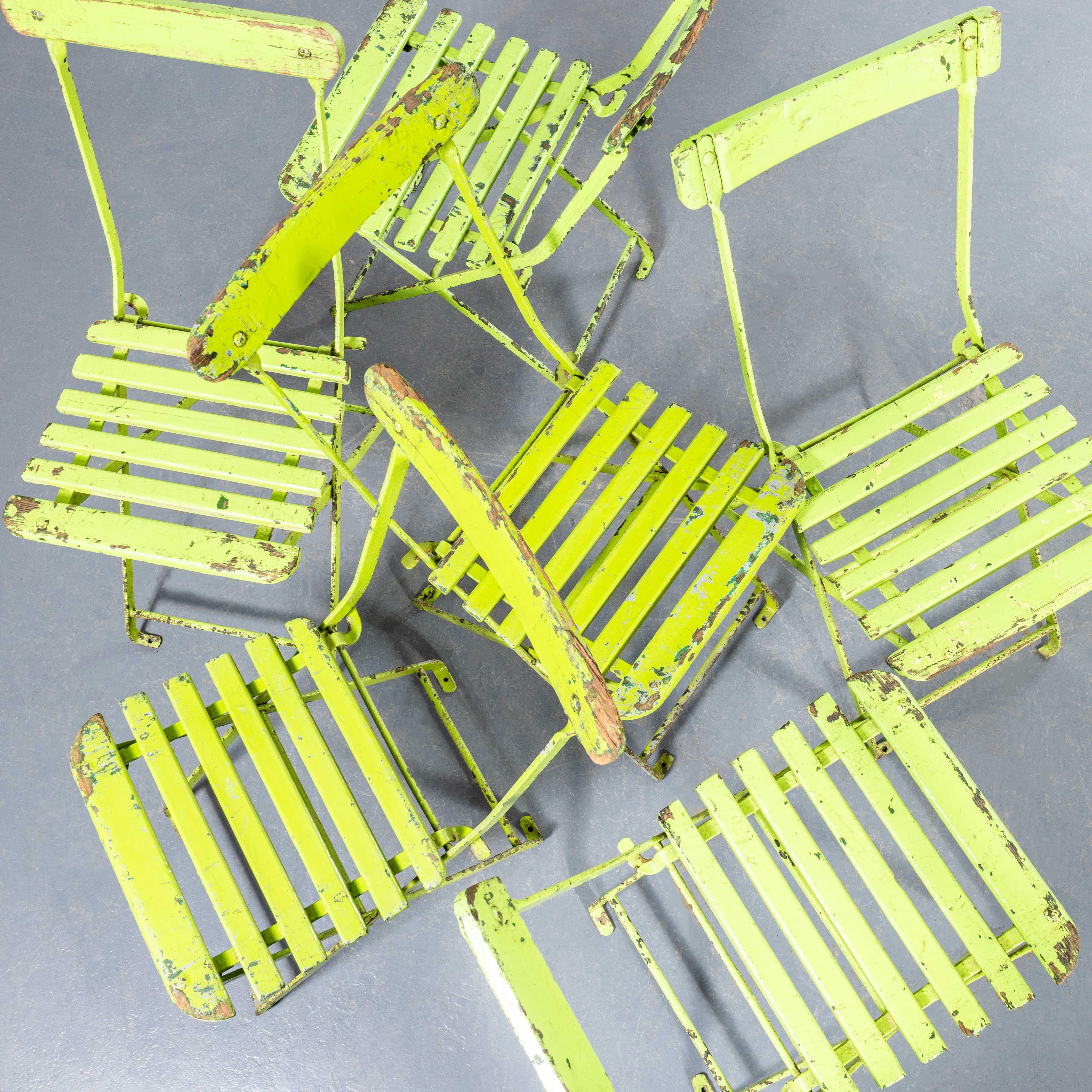 1950's Original Englischer Pavillon Lime Green Klappstühle (Stahl) im Angebot
