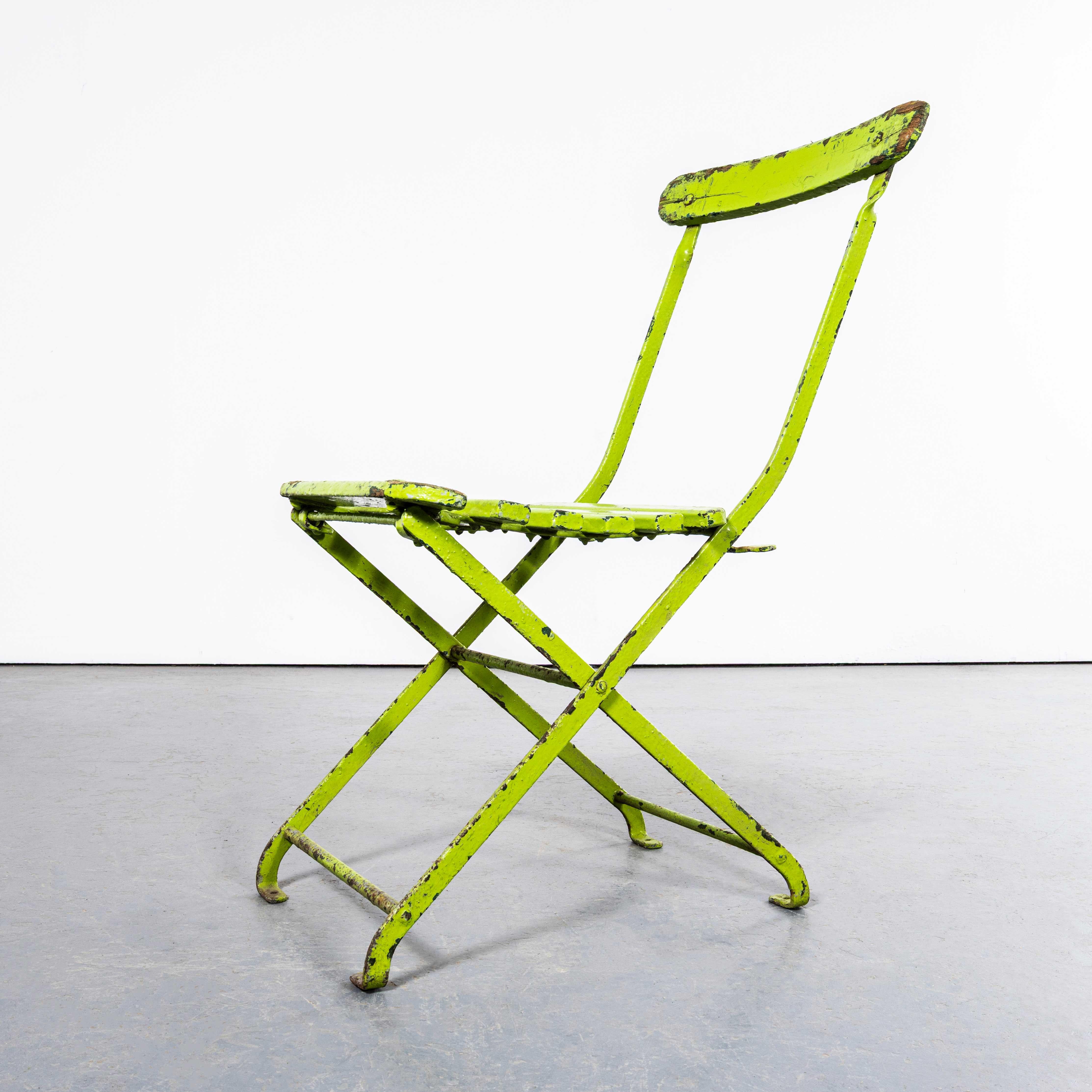 1950's Original Englischer Pavillon Lime Green Klappstühle im Angebot 4
