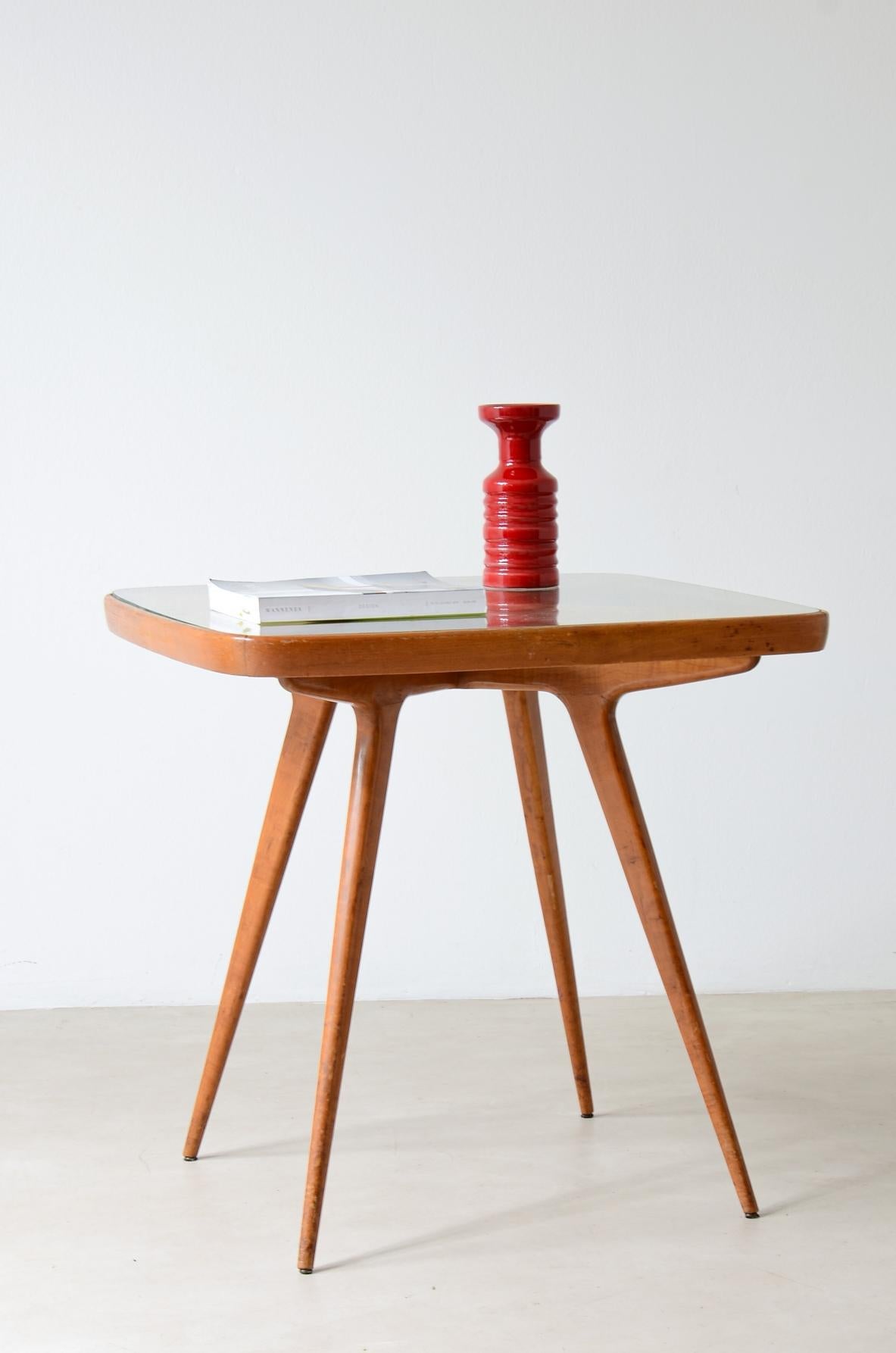 1950's original entrance or cocktail table with visible cross and glass top In Excellent Condition For Sale In Milano, IT