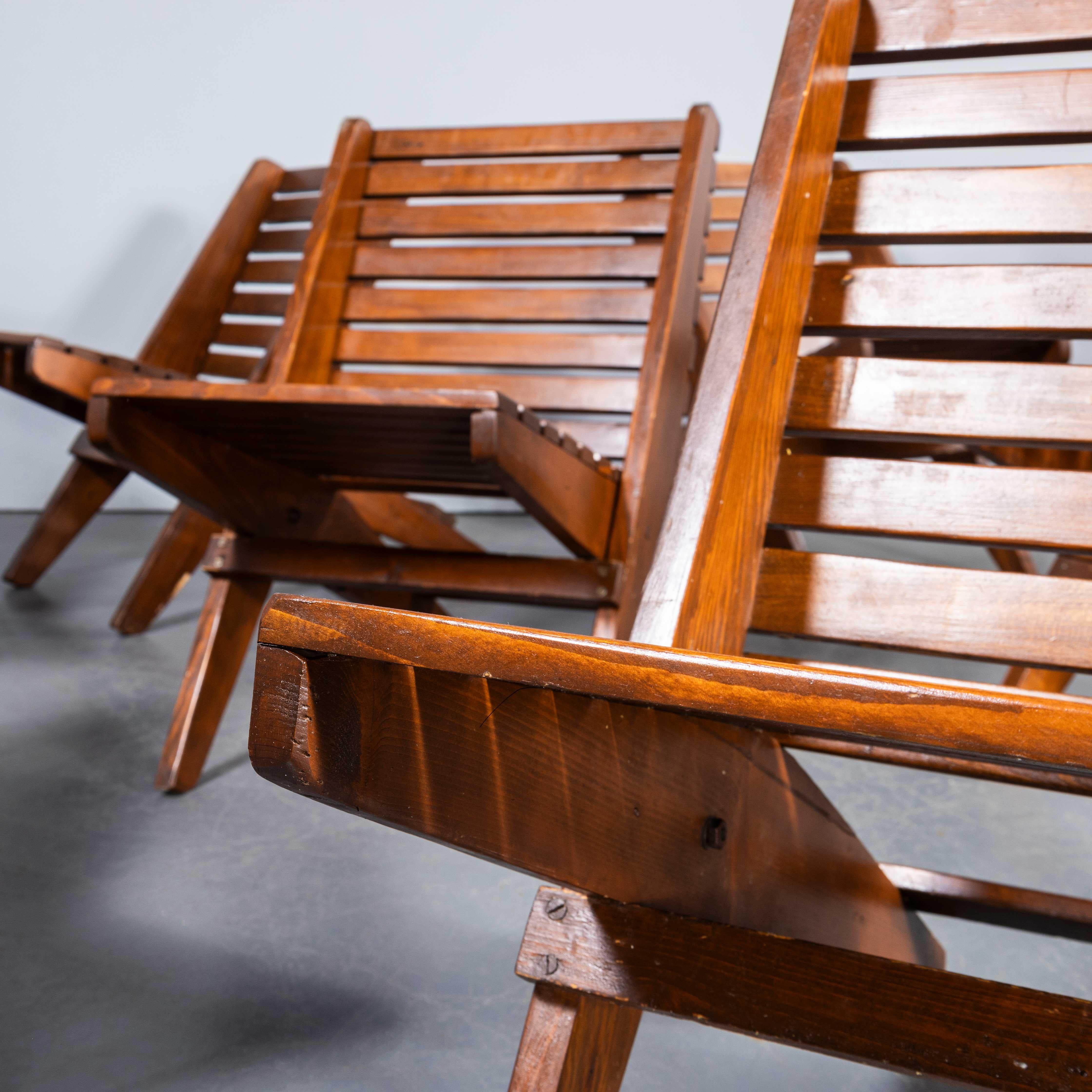 1950's Original Folding Lounge Side Chairs (Holz) im Angebot