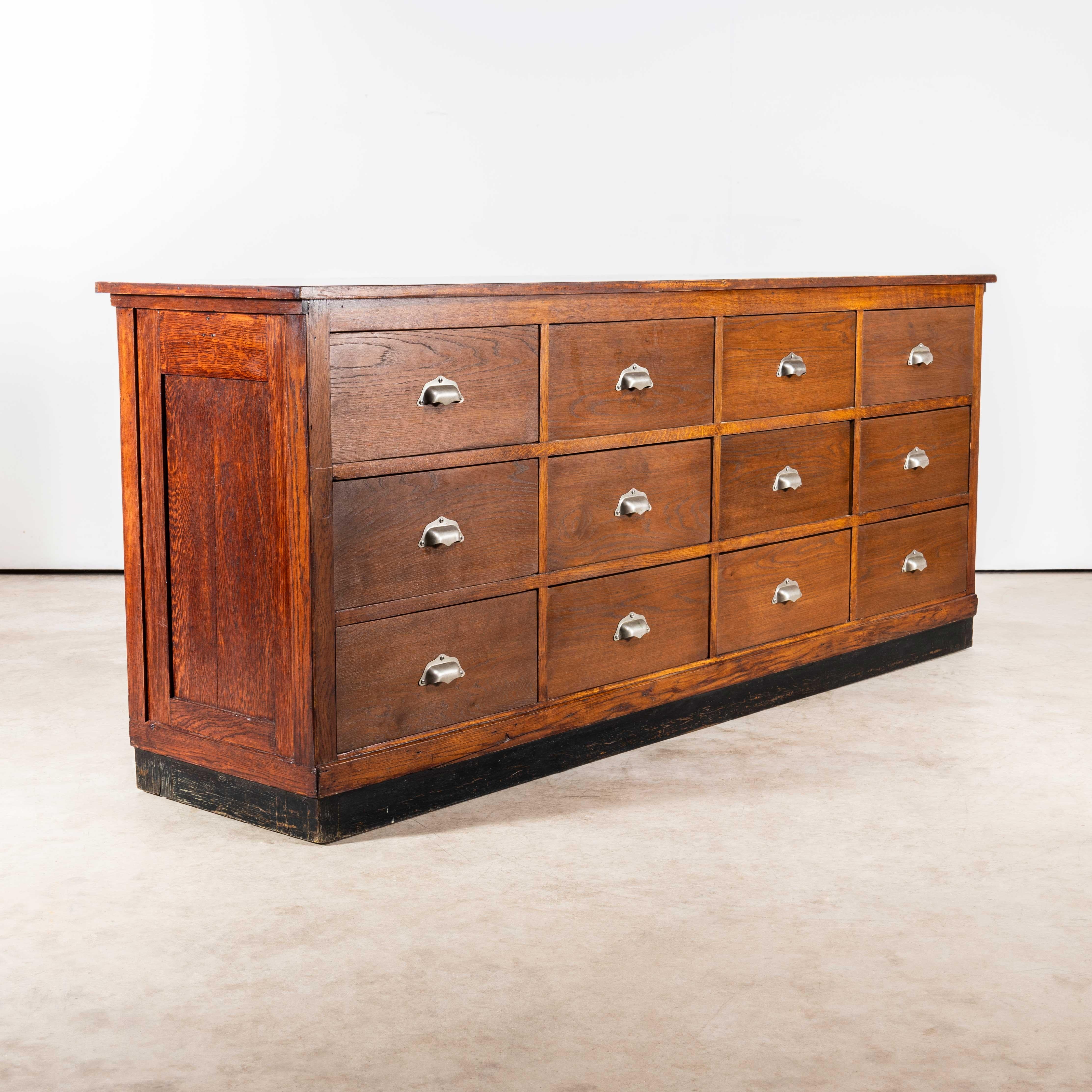 1950's Original French Apothecary Bank Of Drawers - Twelve Drawers 1
