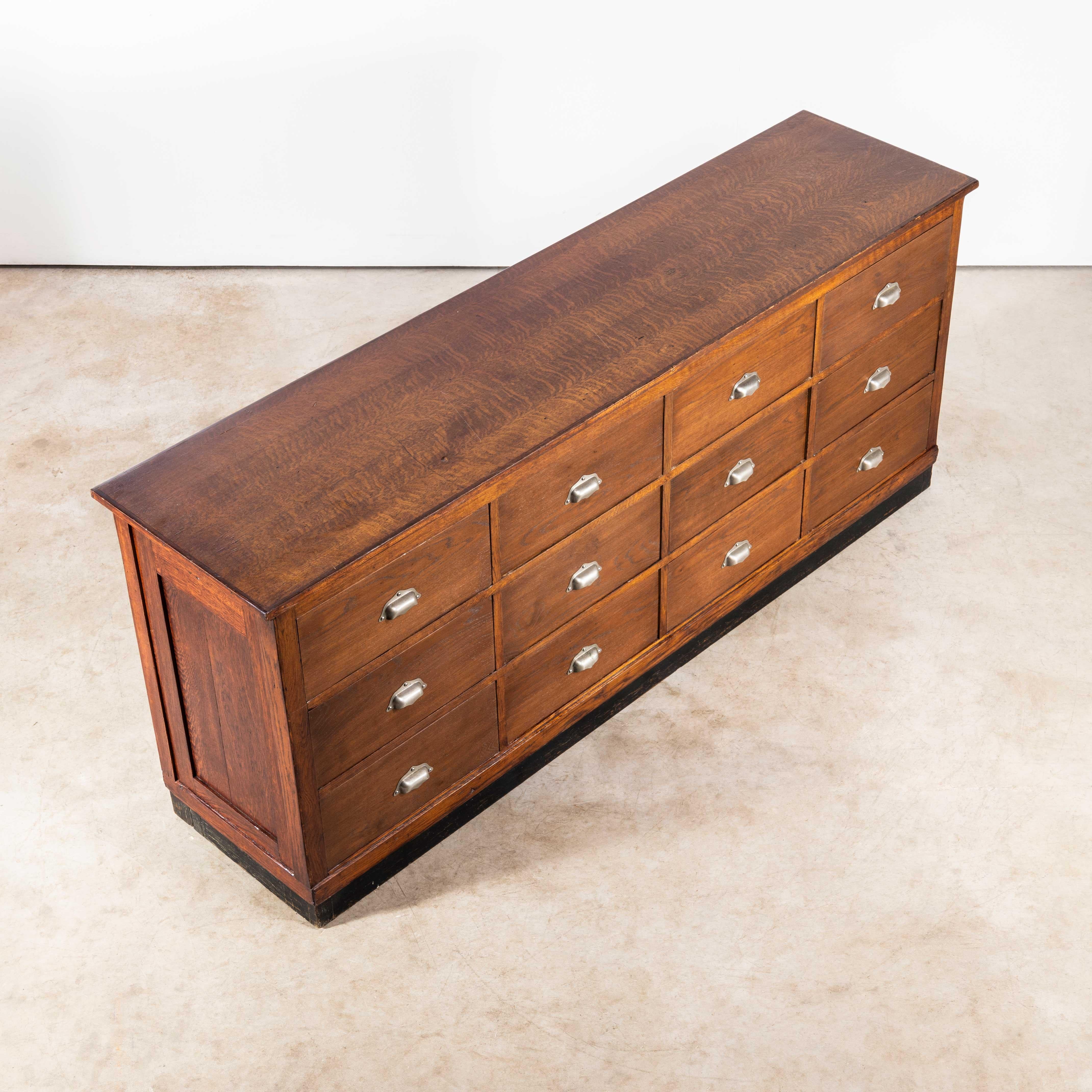 1950's Original French Apothecary Bank Of Drawers - Twelve Drawers 3