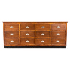 1950's Original French Apothecary Bank Of Drawers - Twelve Drawers