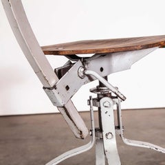 1950s Original French Bienaise Swiveling Workshop Chair, Grey Frame