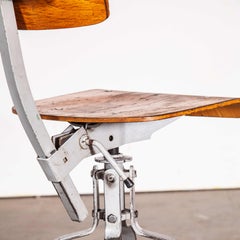 Chaise d'atelier pivotante d'origine de la Bienaise française des années 1950, cadre gris clair