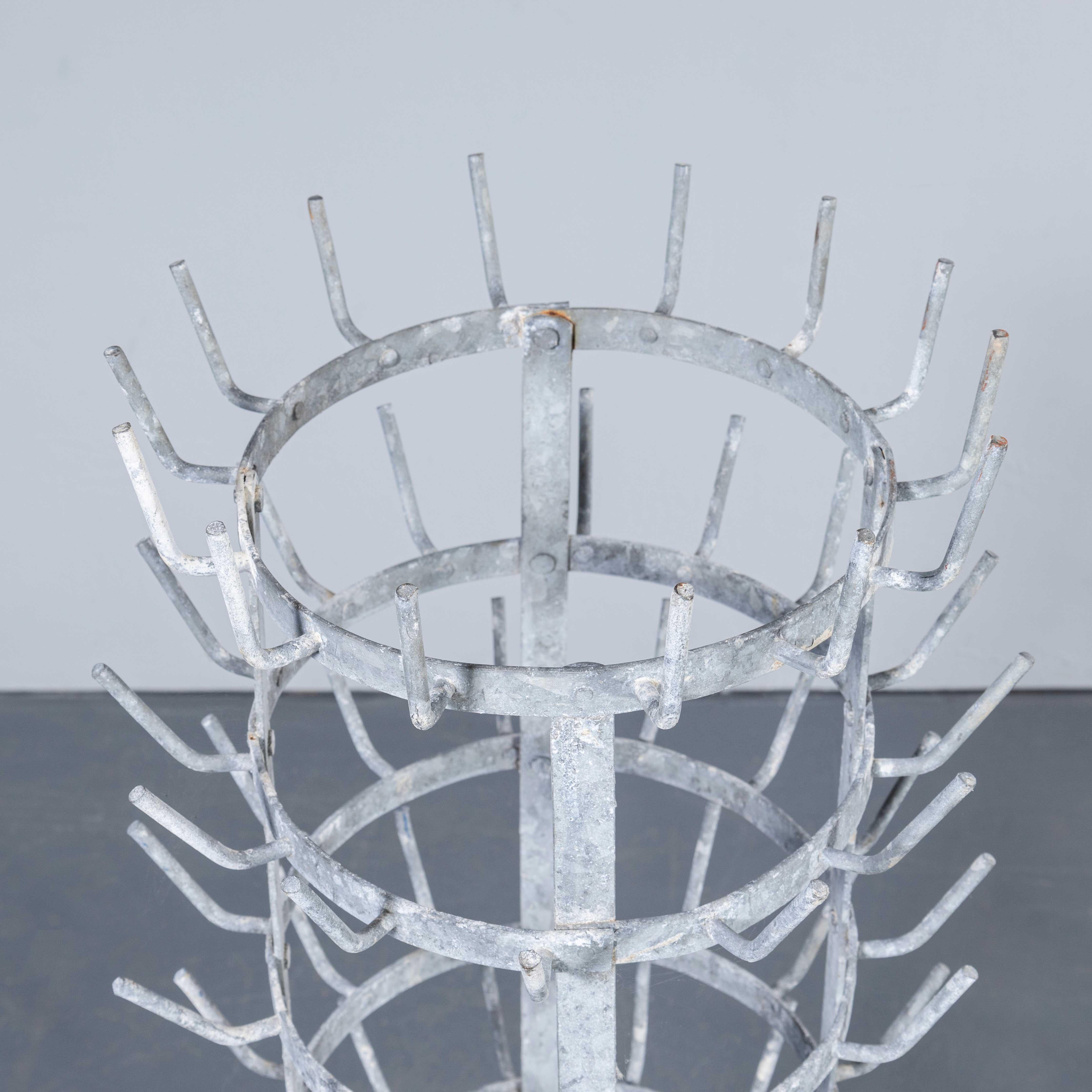 1950's Original French Bottle Drying Rack (Model 3321). 
A classic piece of French rural life. This is an early bottle rack usually used in larger households in rural France to hold drying bottles often in a dairy or vineyard. An exceptional