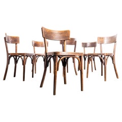 Chaises de salle à manger en bentwood en chêne foncé d'origine française des années 1950 - Ensemble de six chaises