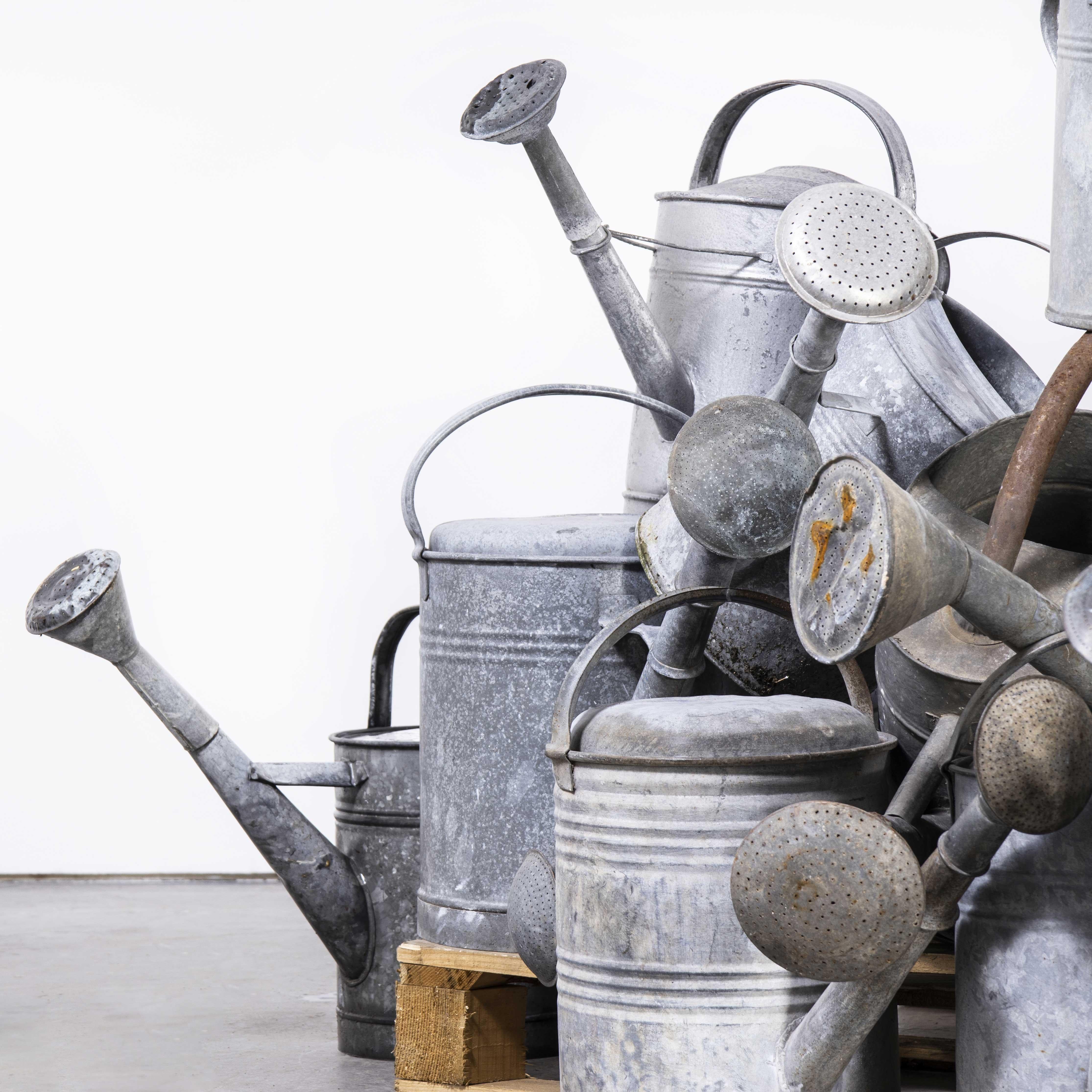 1950's Original French Galvanised Watering Can For Sale at 1stDibs