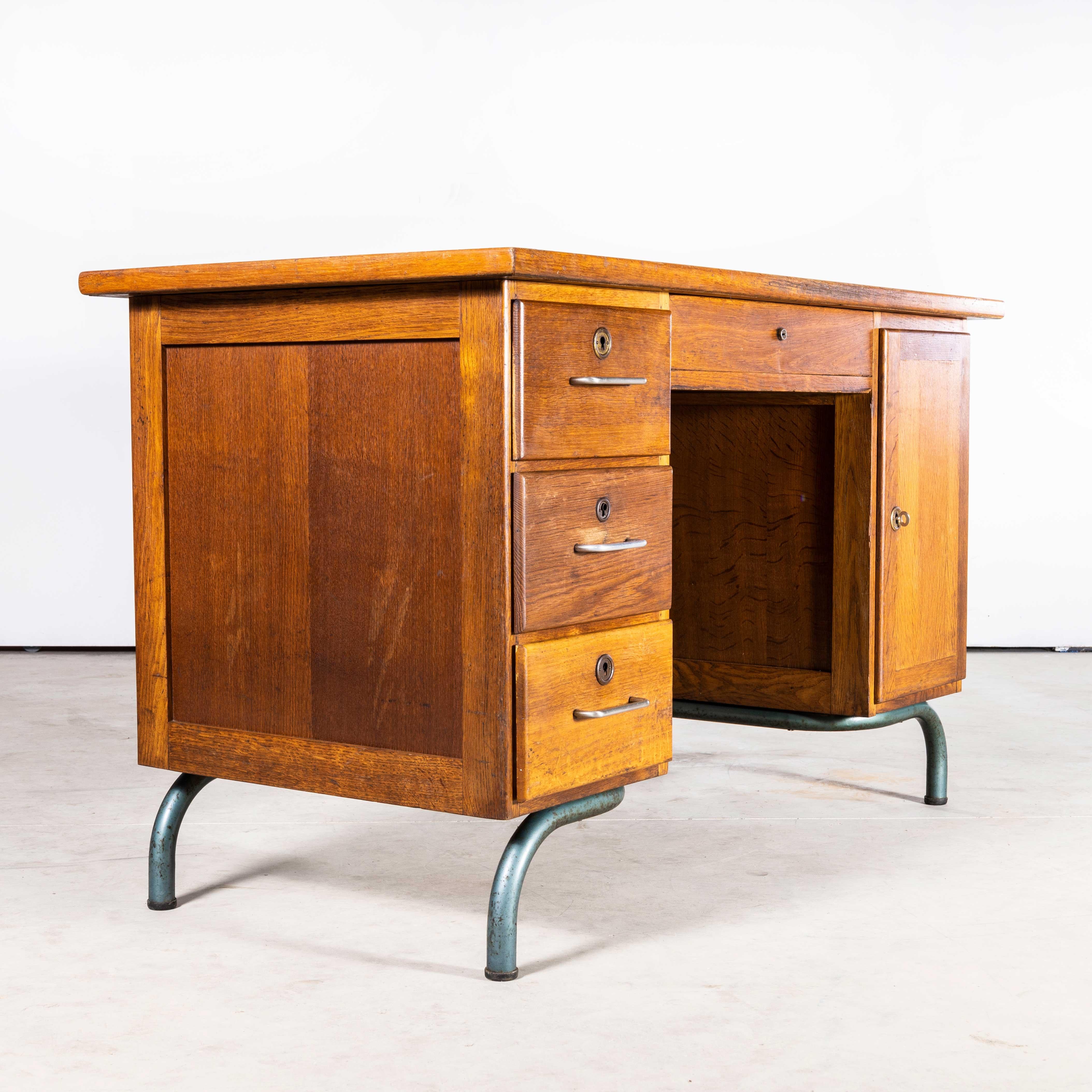 1950s Original French Mullca Panelled Desk
1950s Original French Mullca Panelled Desk. One of our most favourite makers, in 1947 Robert Muller and Gaston Cavaillon created the company that went on to develop arguably the most famous French school