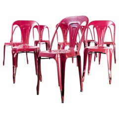 1950's Original French Multipl's Dining Chairs, Set of Eight Rasberry