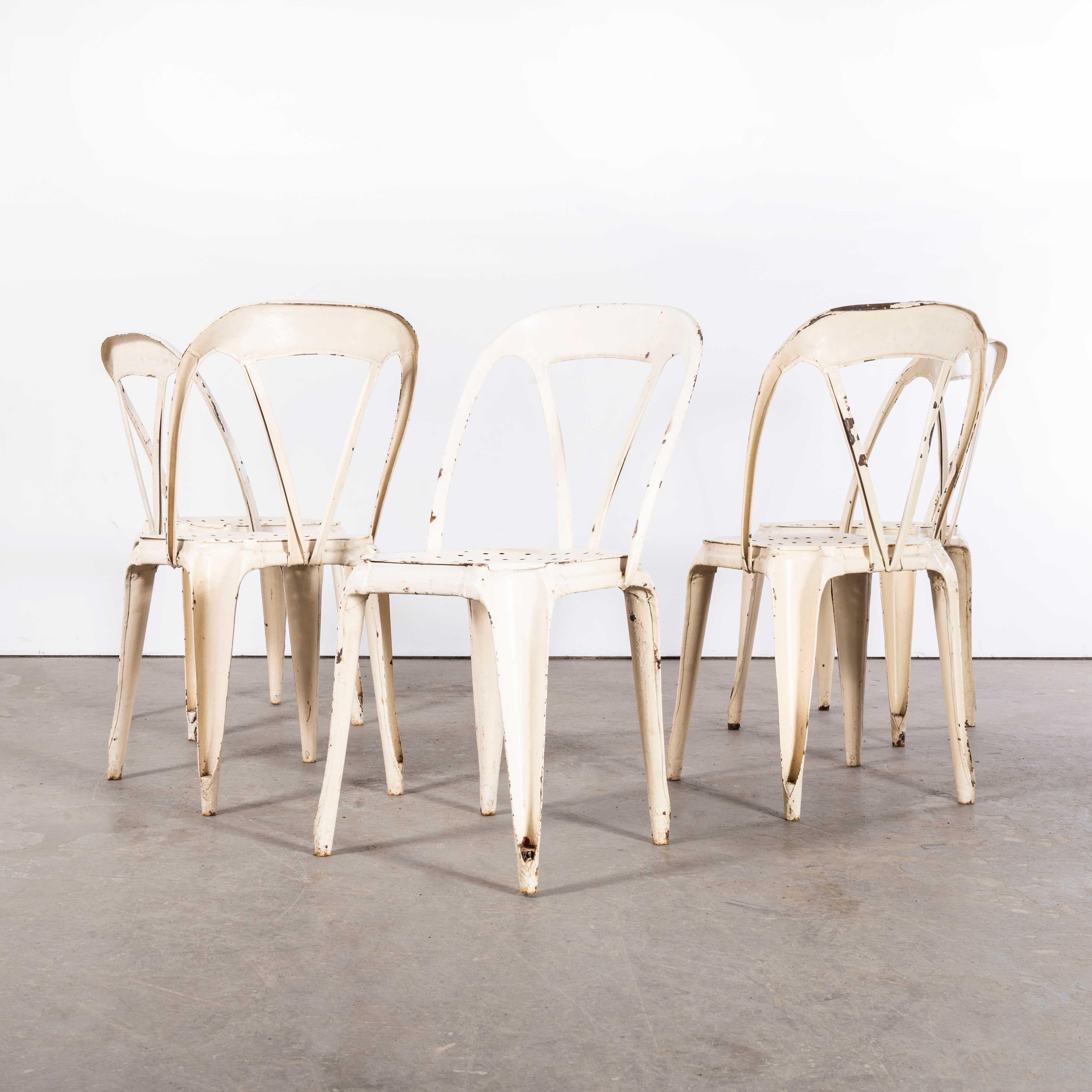 1950's Original French Multipl's Dining Chairs - Set Of Five White In Good Condition For Sale In Hook, Hampshire