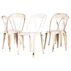 Chaises de salle à manger à plateaux d'origine française des années 1950 - Ensemble de cinq chaises blanches