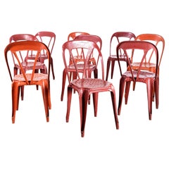 1950's Original French Multipl's Dining Chairs - Set Of Nine Red