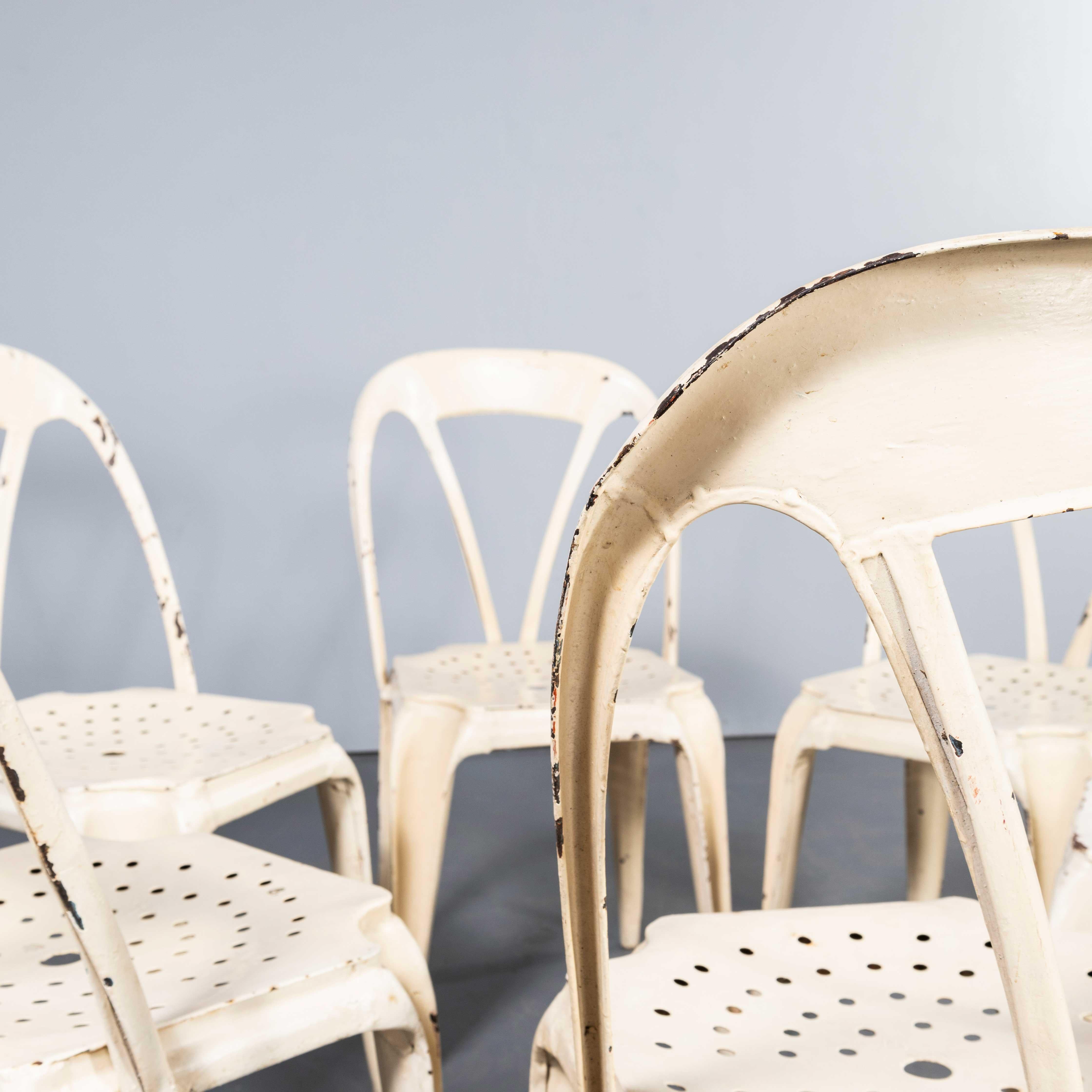 1950's Original Französisch Multipl's Dining Chairs - Set von sechs Weiß (Metall) im Angebot