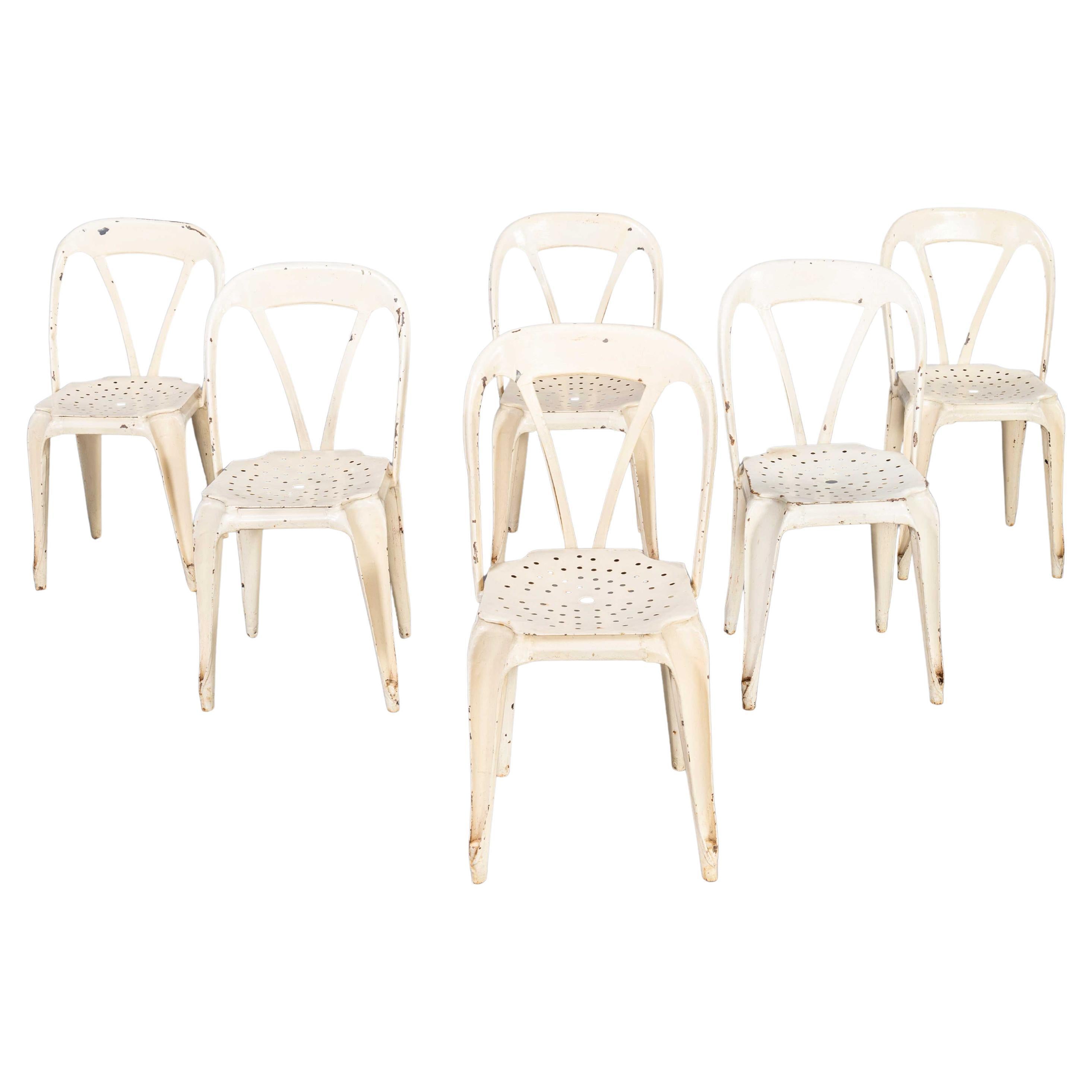 1950's Original Französisch Multipl's Dining Chairs - Set von sechs Weiß