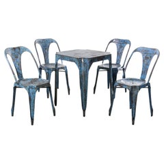 1950's Original French Multipl's Table And Chair Set - Blue