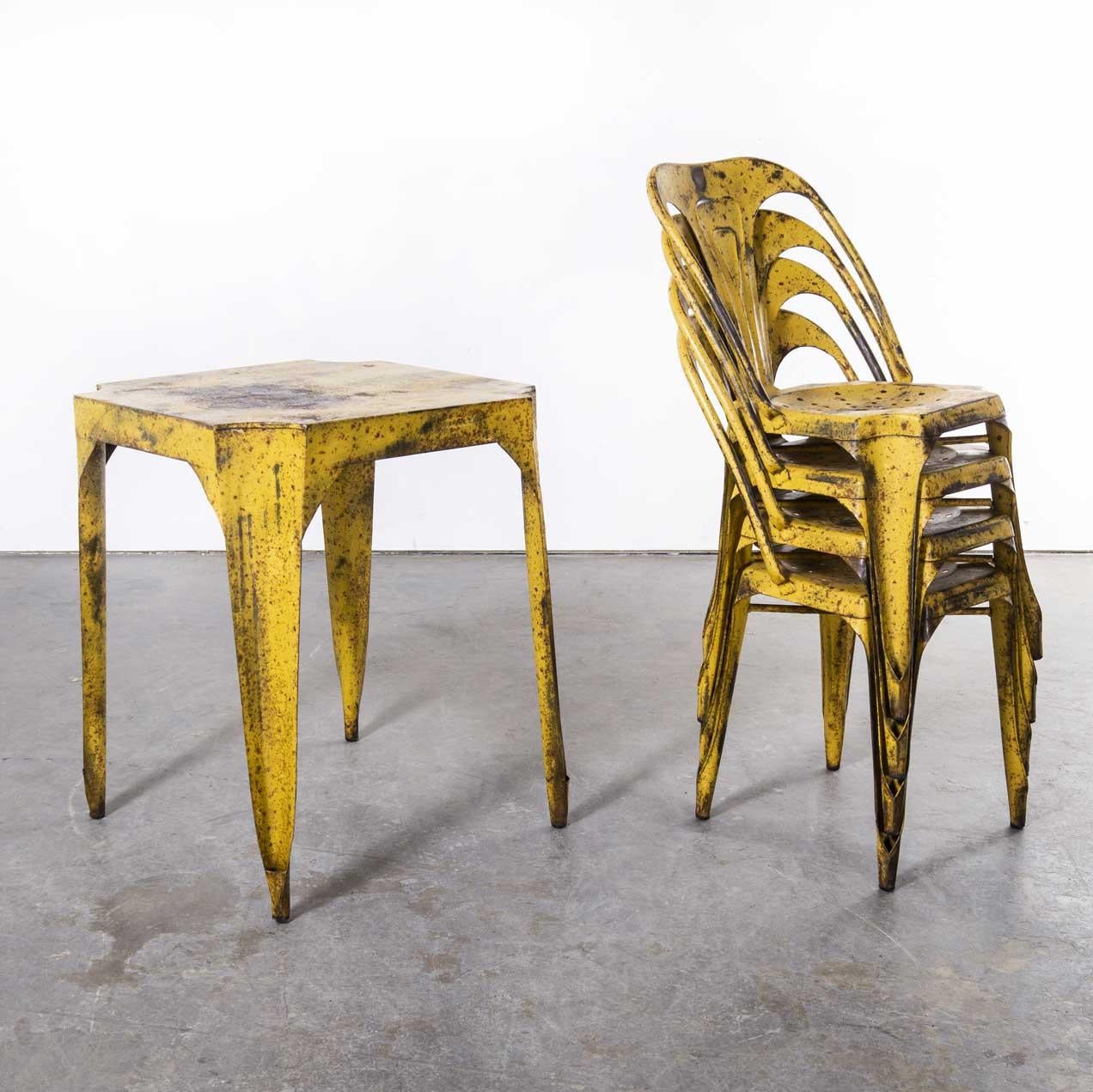 1950's Original French Multipl's Table and Chair Set, Yellow For Sale 2