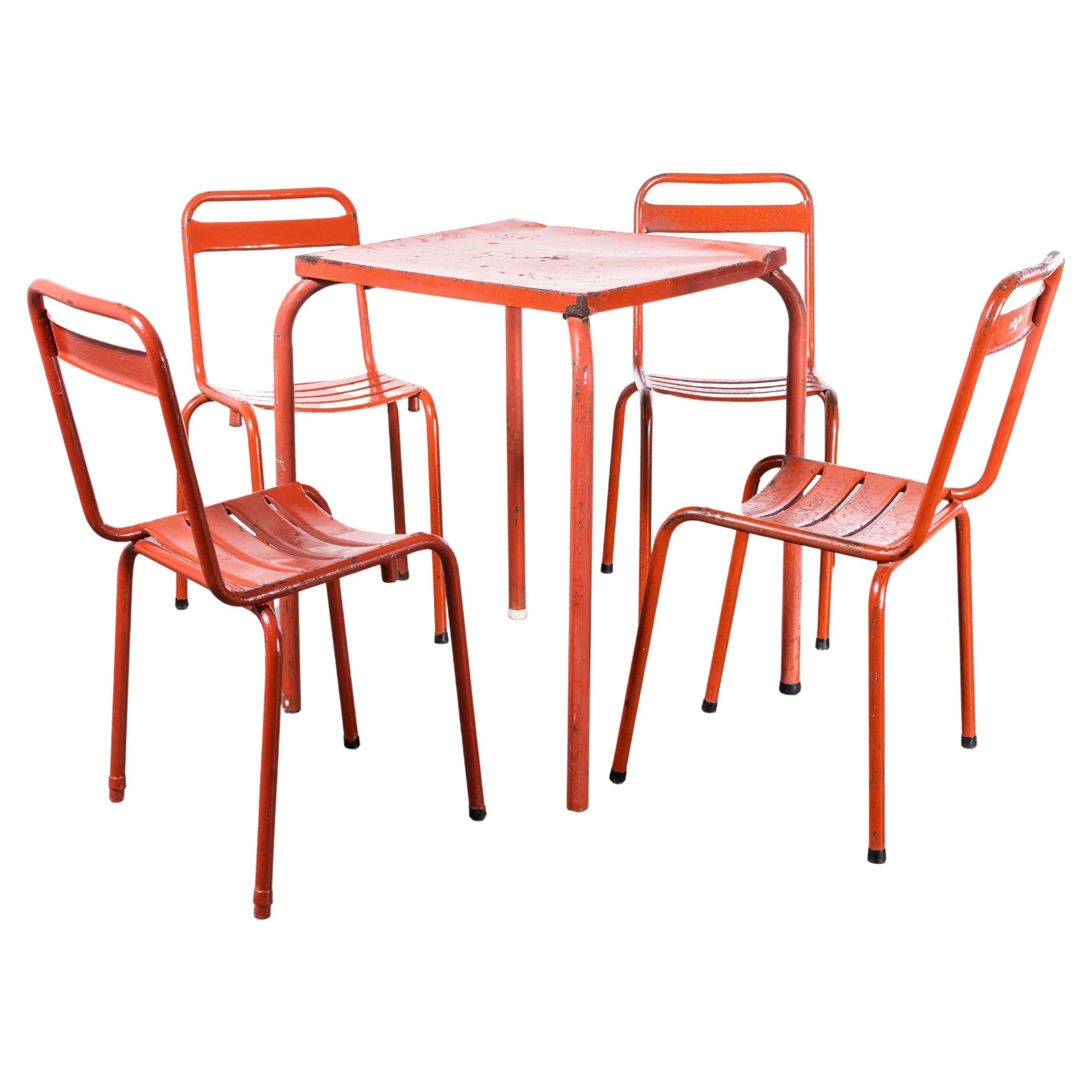 1950's Original French Outdoor Table And Chair Set - Four Chairs (2614)