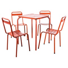 Vintage 1950's Original French Outdoor Table And Chair Set - Four Chairs (2614)