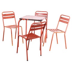 Retro 1950's Original French Outdoor Table And Chair Set - Four Chairs (2616)