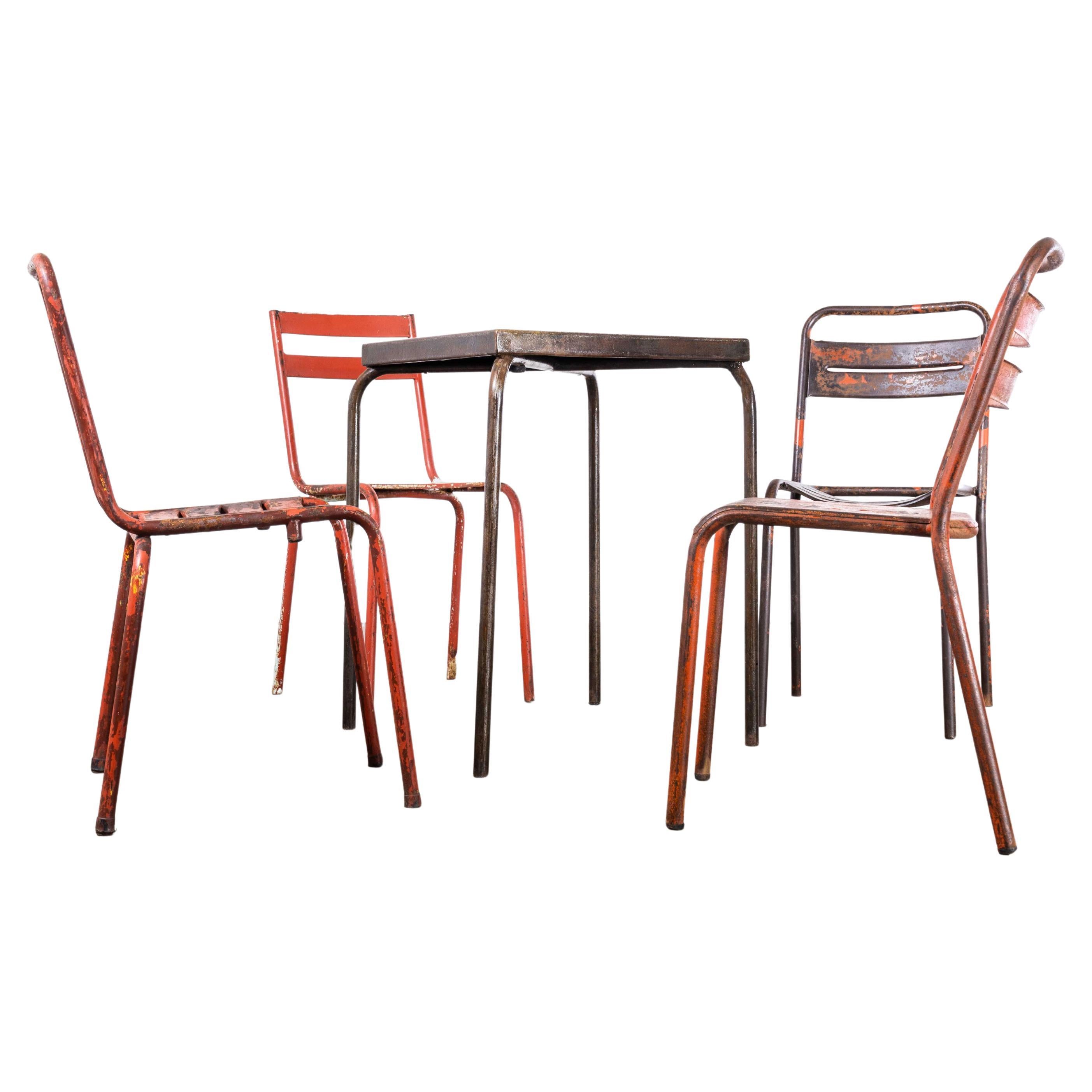 1950's Original French Outdoor Table And Chair Set - Four Chairs (2625) For  Sale at 1stDibs