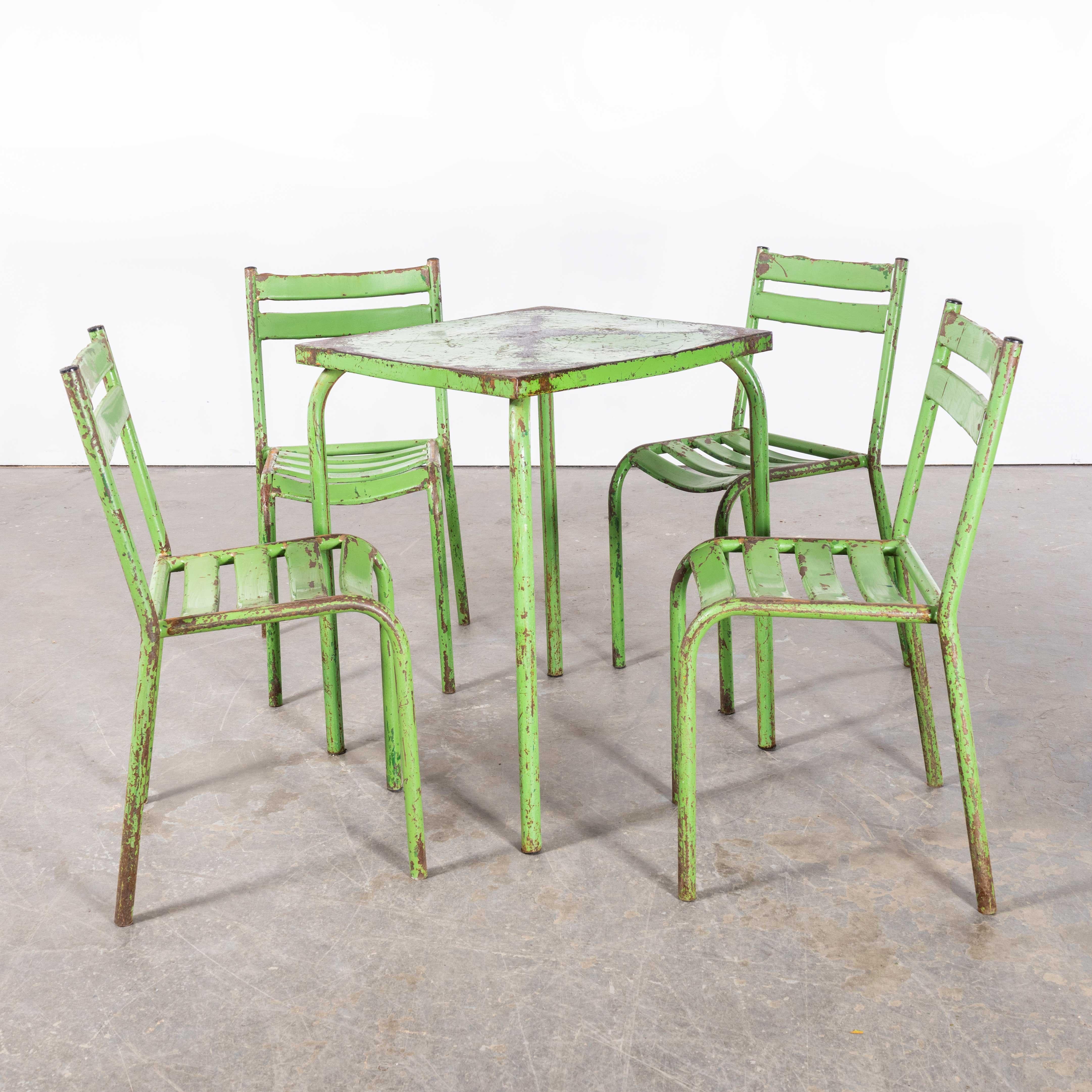 1950's Original French Outdoor Table And Chair Set - Four Chairs 5