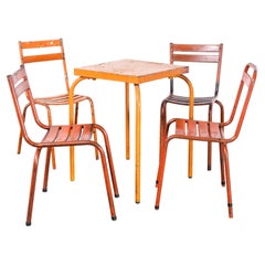 1950's Original Französisch Outdoor Tisch und Stuhl Set - Vier Stühle