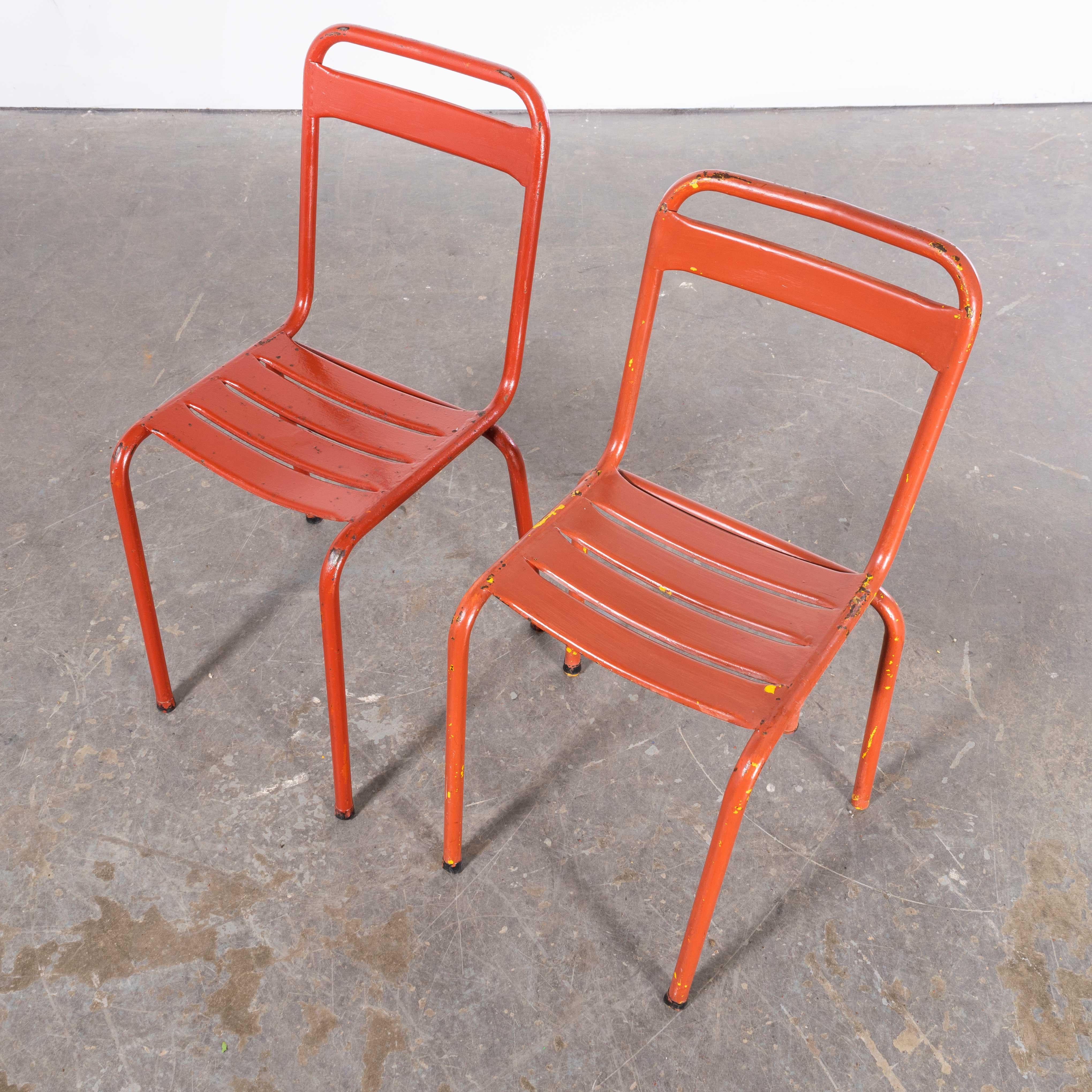 1950's Original French Outdoor Table And Chair Set - Two Chairs (2617) For Sale 1