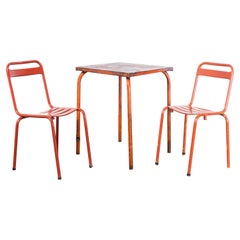 1950's Original French Outdoor Table And Chair Set - Two Chairs (2617)