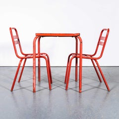 1950's Original French Outdoor Table And Chair Set - Two Chairs (3650)