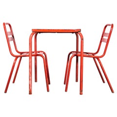 1950's Original French Outdoor Table And Chair Set - Two Chairs (3650)