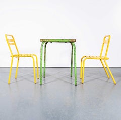 1950's Original French Outdoor Table And Chair Set - Two Chairs (3651)