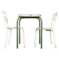 Vintage 1950's Original French Outdoor Table And Chair Set - Two Chairs (3653)