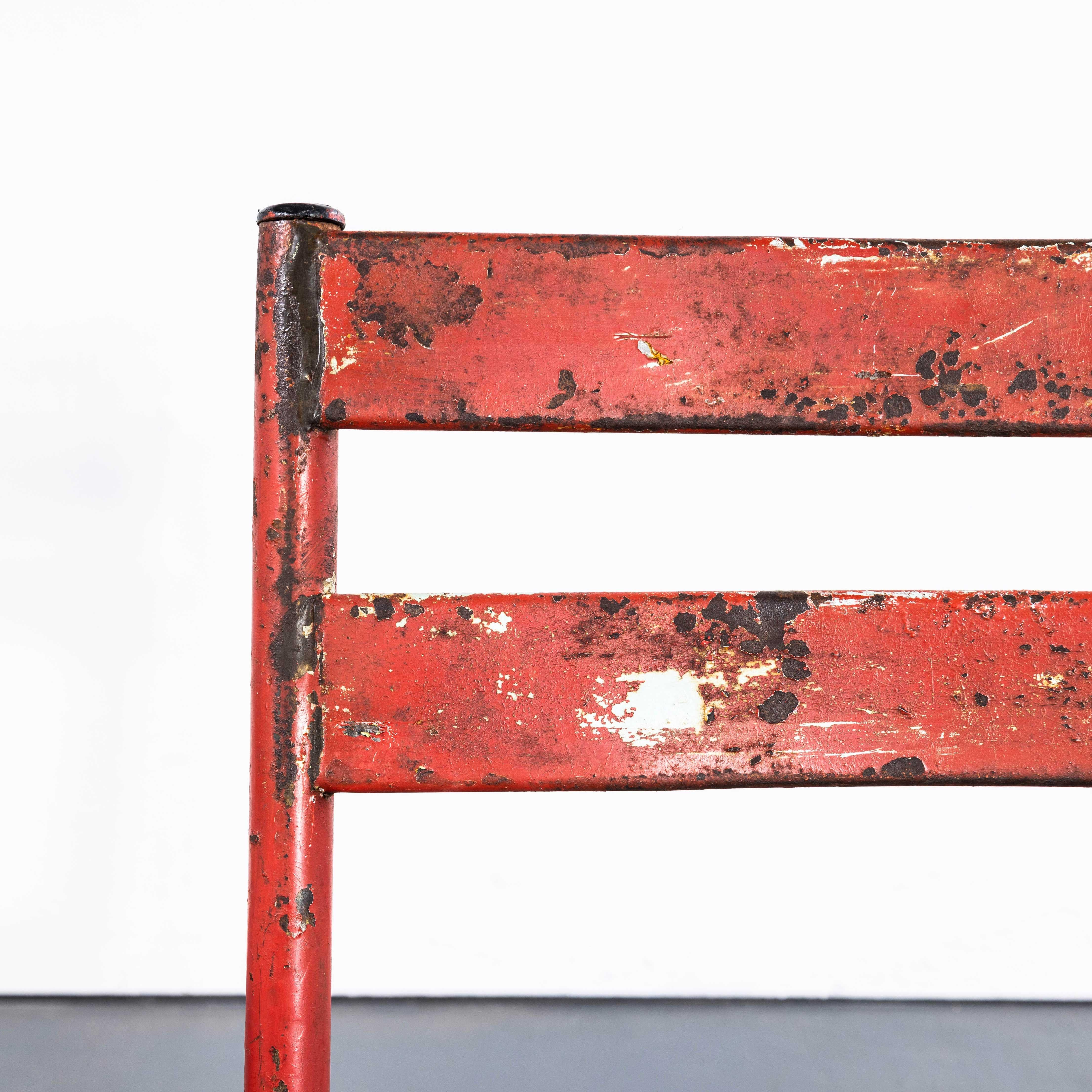 1950's Original Französisch Outdoor Tisch und Stuhl Set - Zwei Stühle (3654) (Blech)