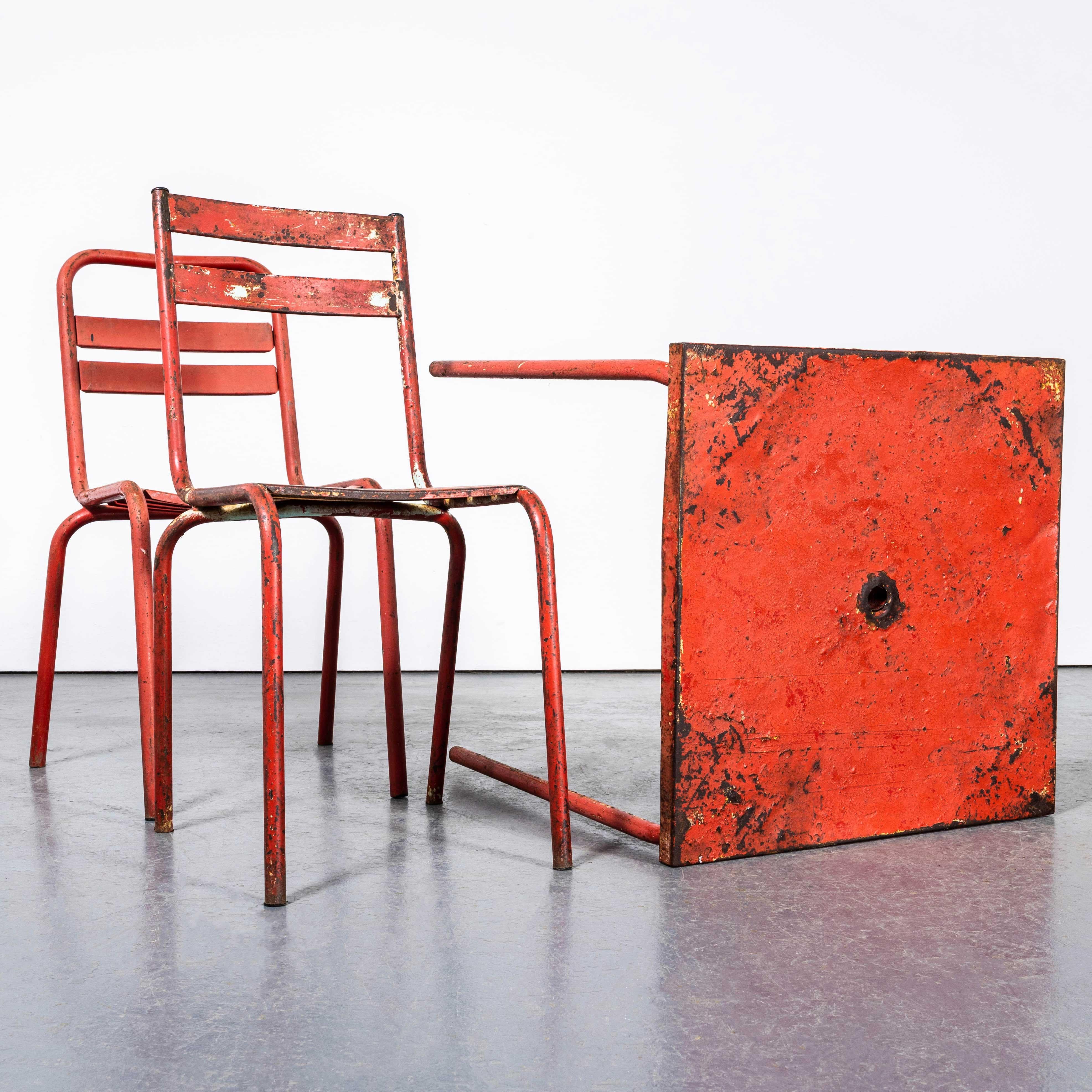 1950's Original Französisch Outdoor Tisch und Stuhl Set - Zwei Stühle (3654) 3