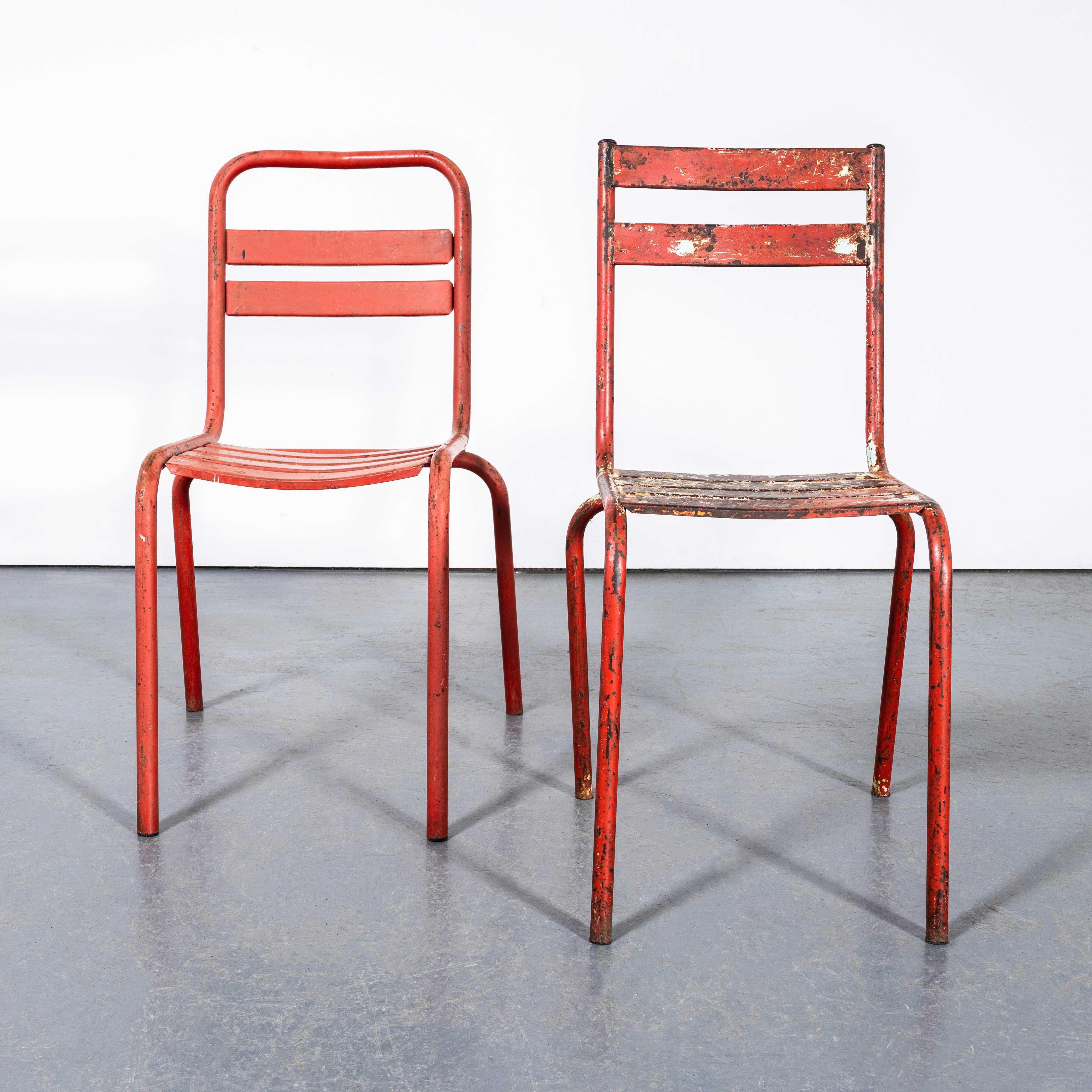 1950's Original Französisch Outdoor Tisch und Stuhl Set - Zwei Stühle (3654) 4