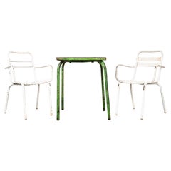 Vintage 1950's Original French Outdoor Table And Chair Set - Two Chairs (3655)