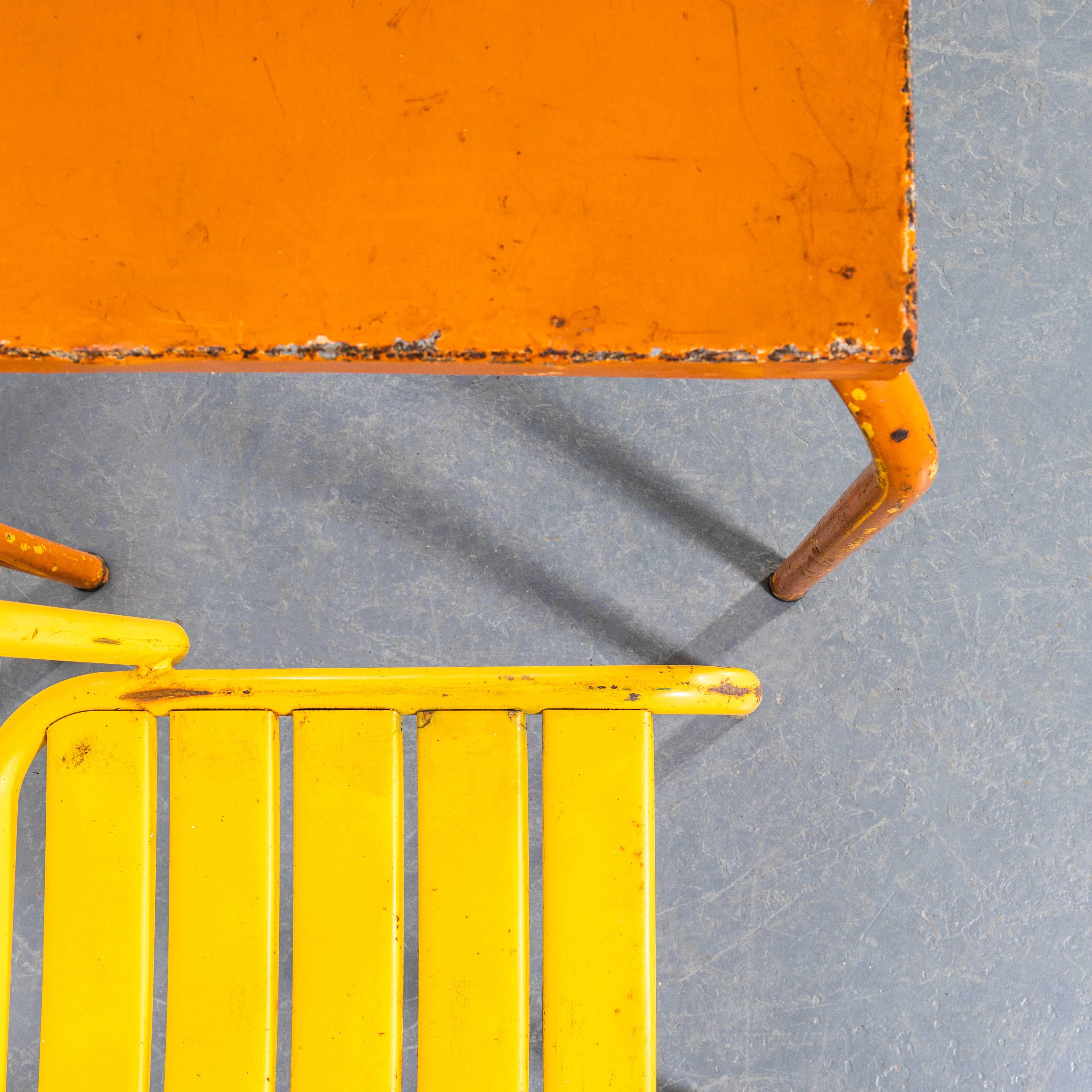 Mid-20th Century 1950's Original French Outdoor Table And Chair Set - Two Chairs (3657)