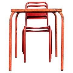 1950's Original Französisch Outdoor Tisch und Stuhl Set - Zwei Stühle (3660)