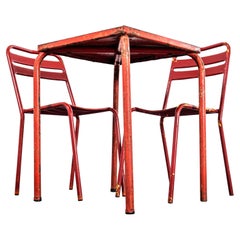 1950's Original Französisch Outdoor Tisch und Stuhl Set - Zwei Stühle (3662)